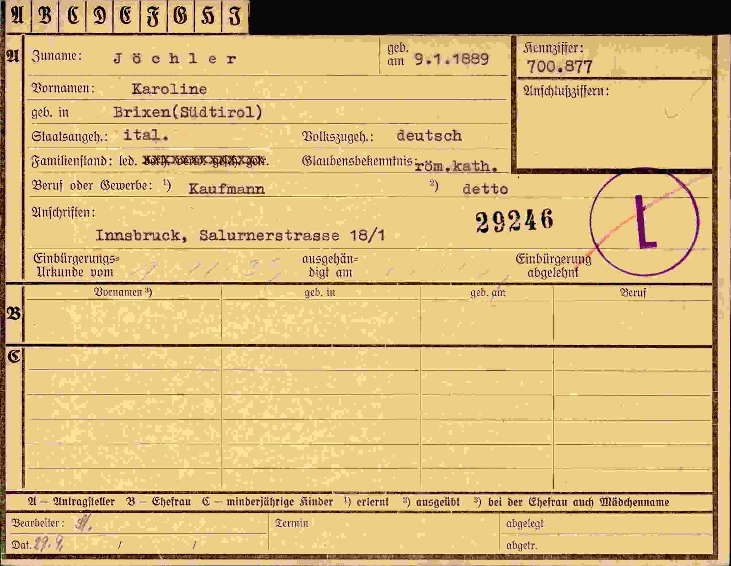 Dokument für Karoline Jöchler