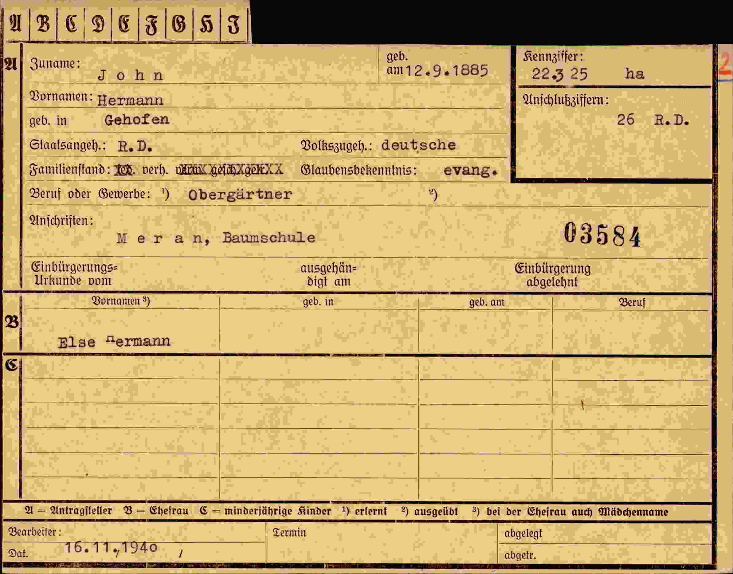 Dokument für Hermann John
