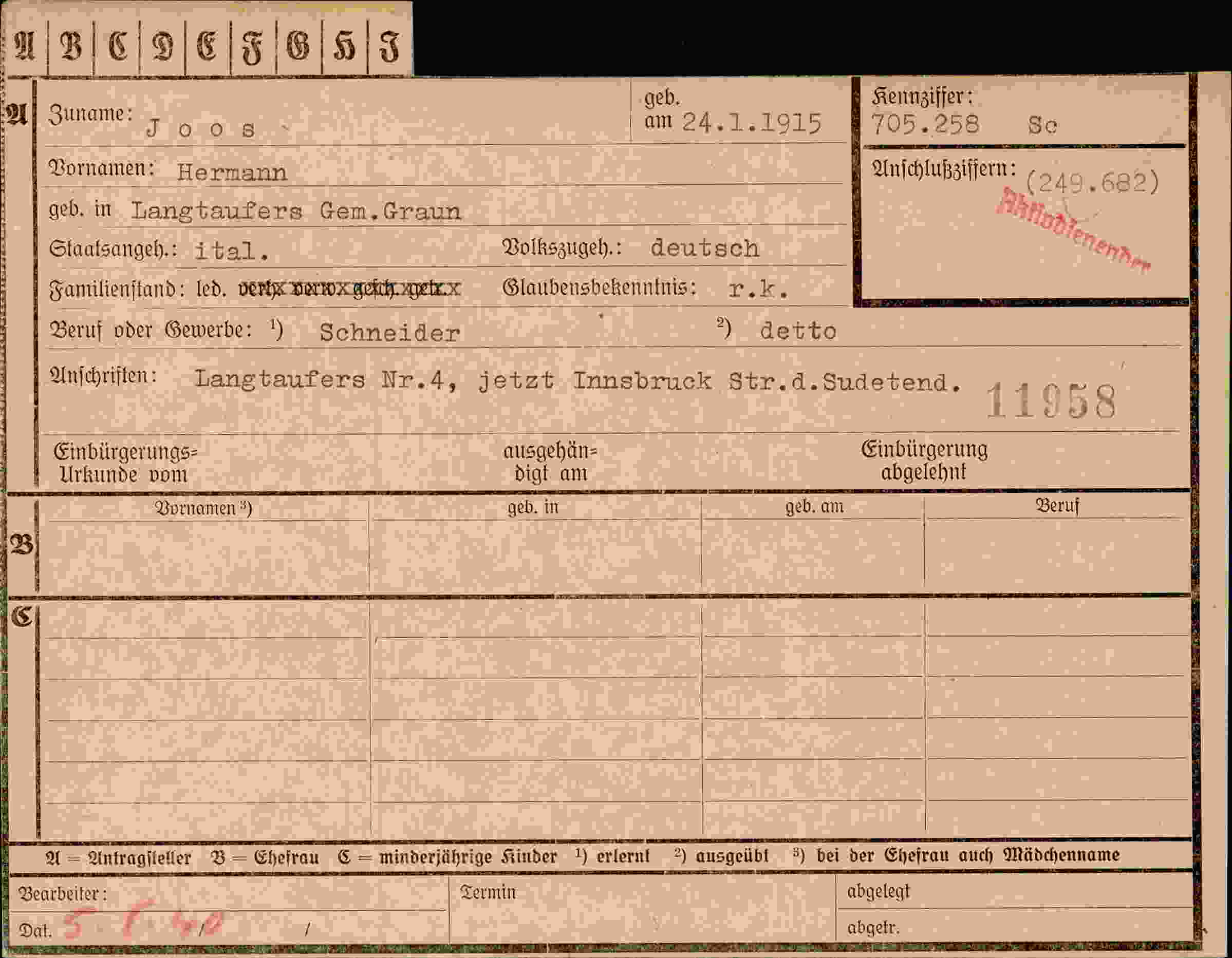 Dokument für Hermann Joos
