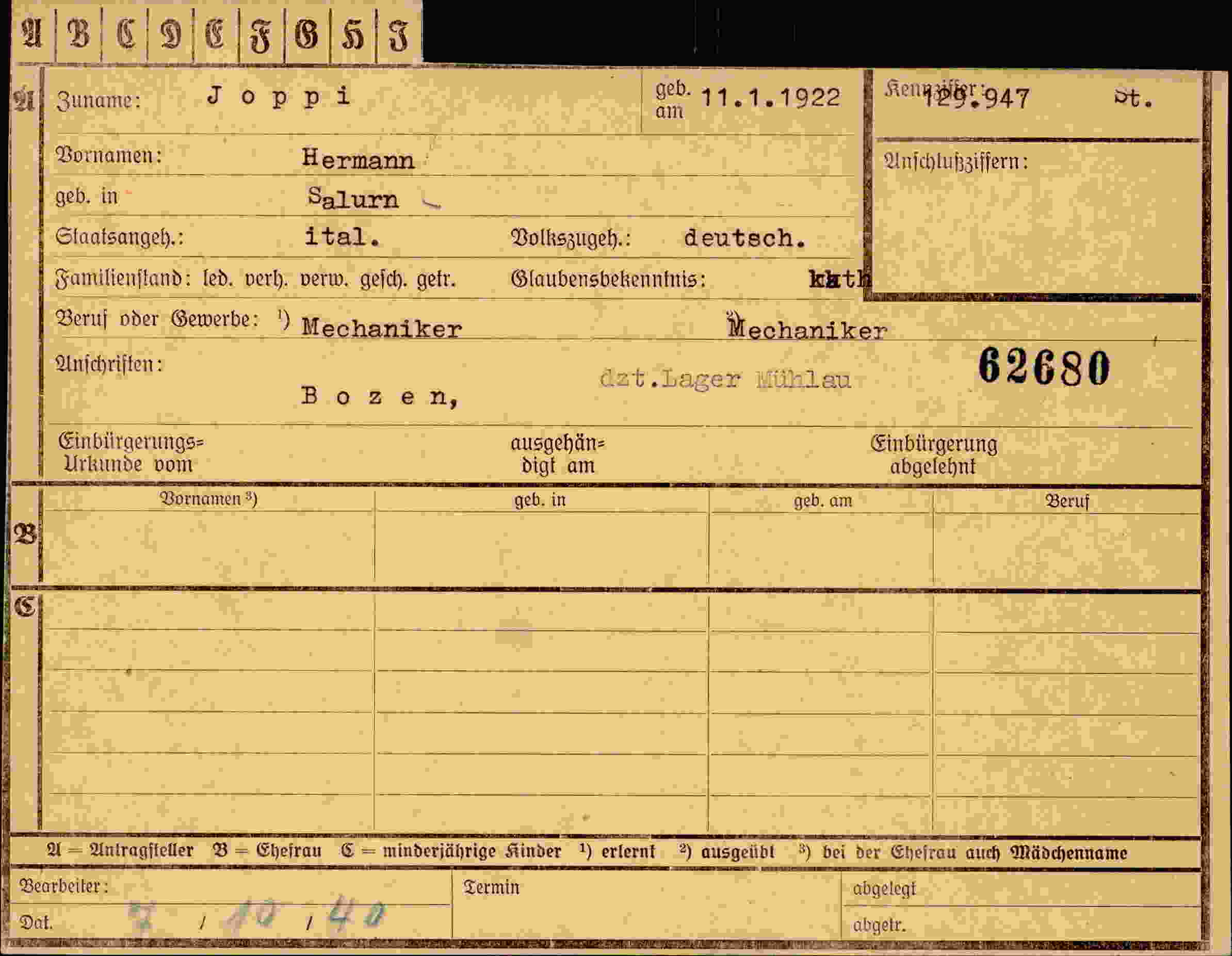 Dokument für Hermann Joppi
