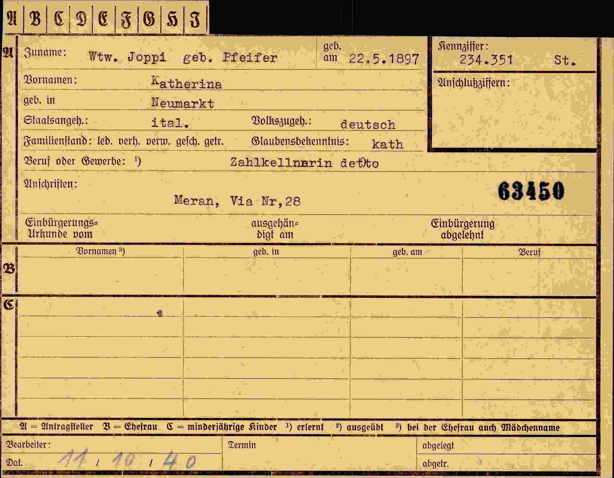 Dokument für Katherina Joppi
