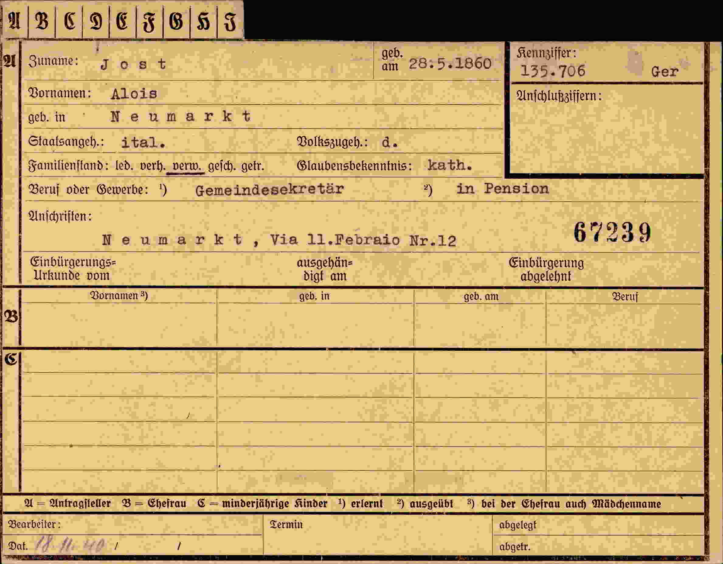 Dokument für Alois Jost