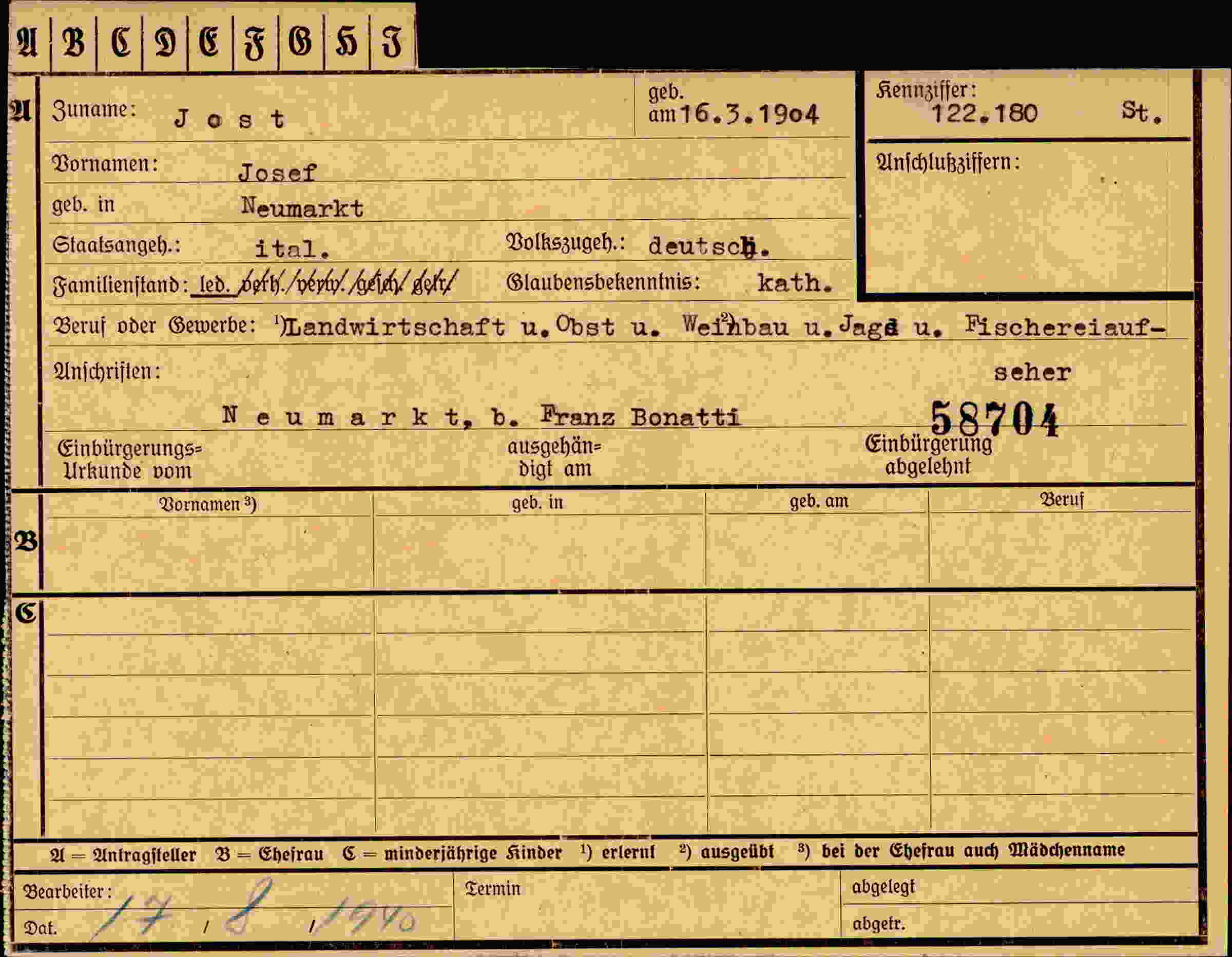 Dokument für Josef Jost