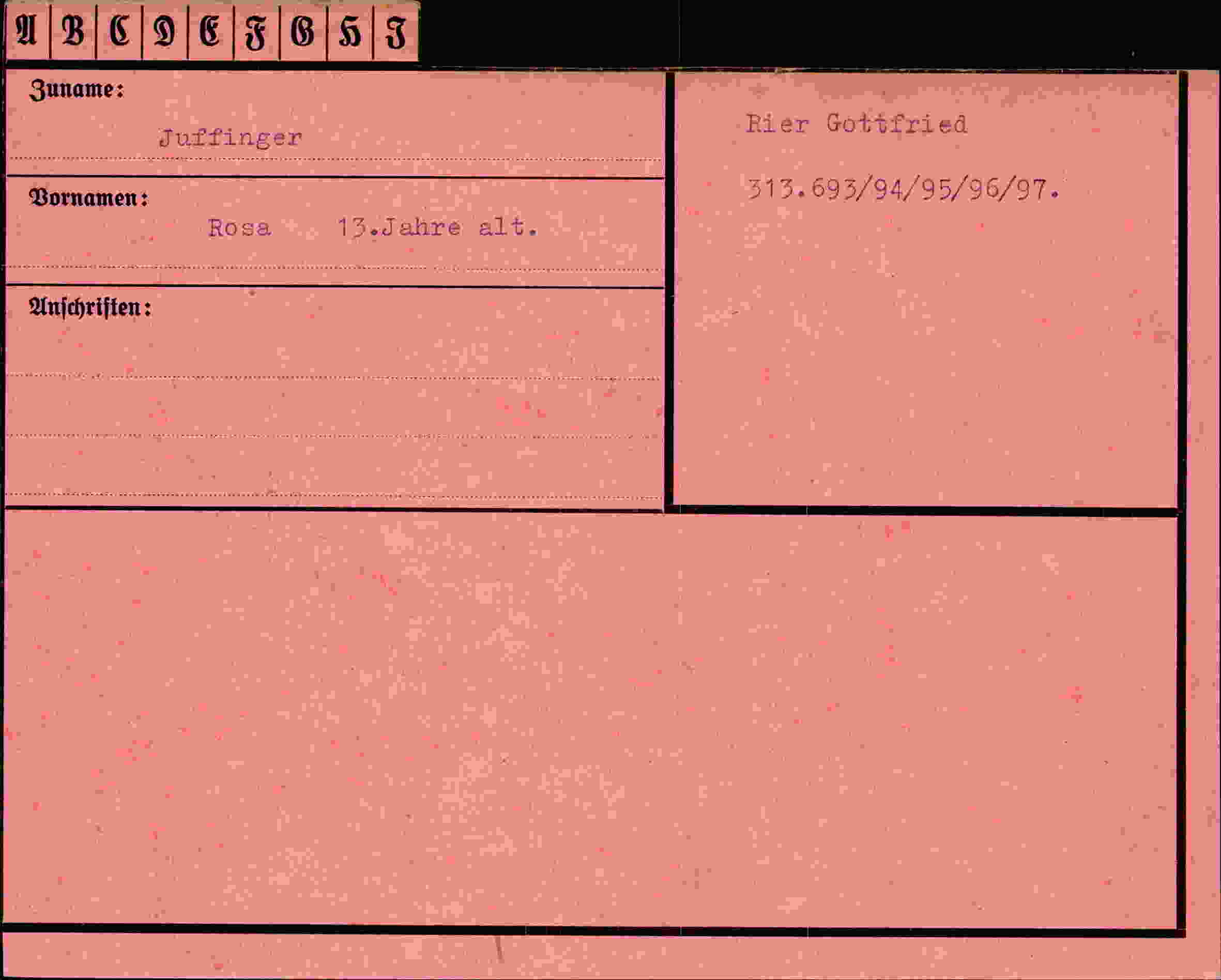 Dokument für Rosa Juffinger