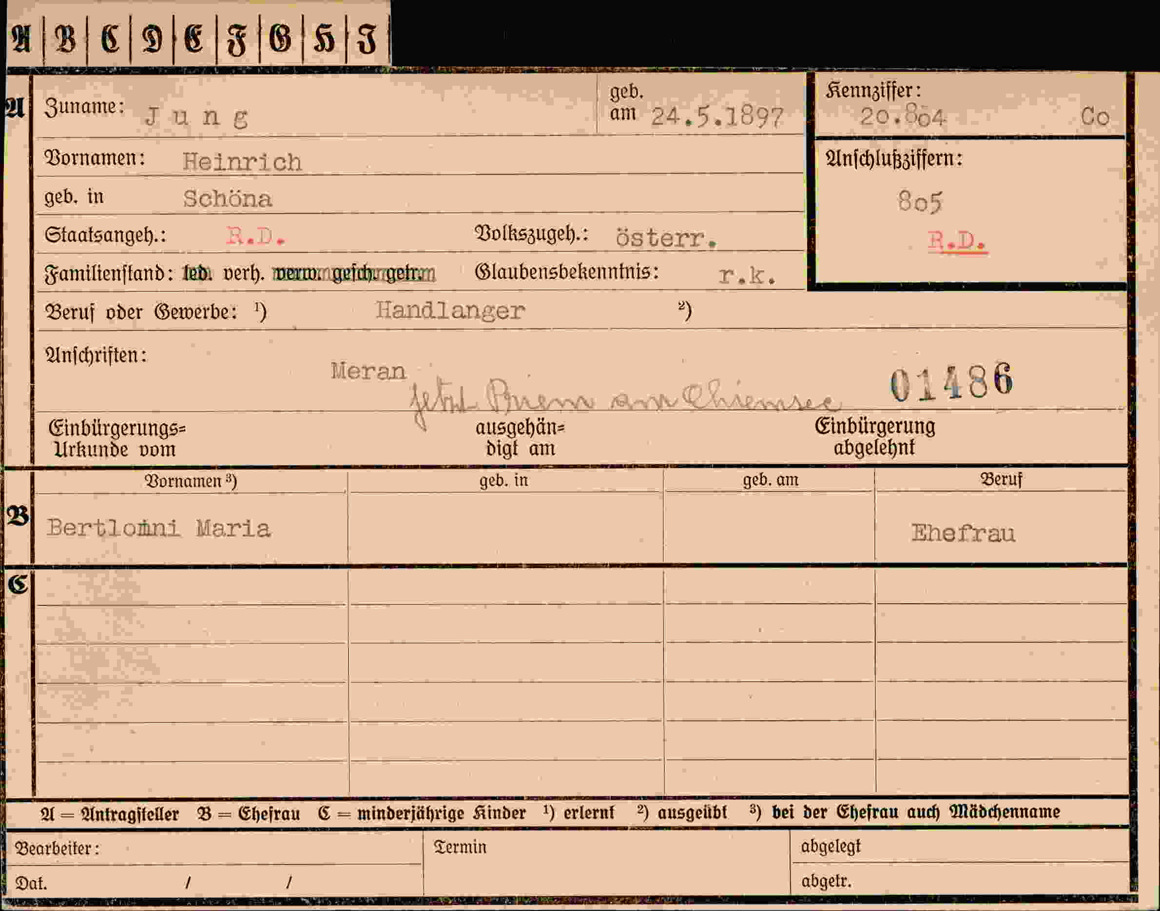 Dokument für Heinrich Jung