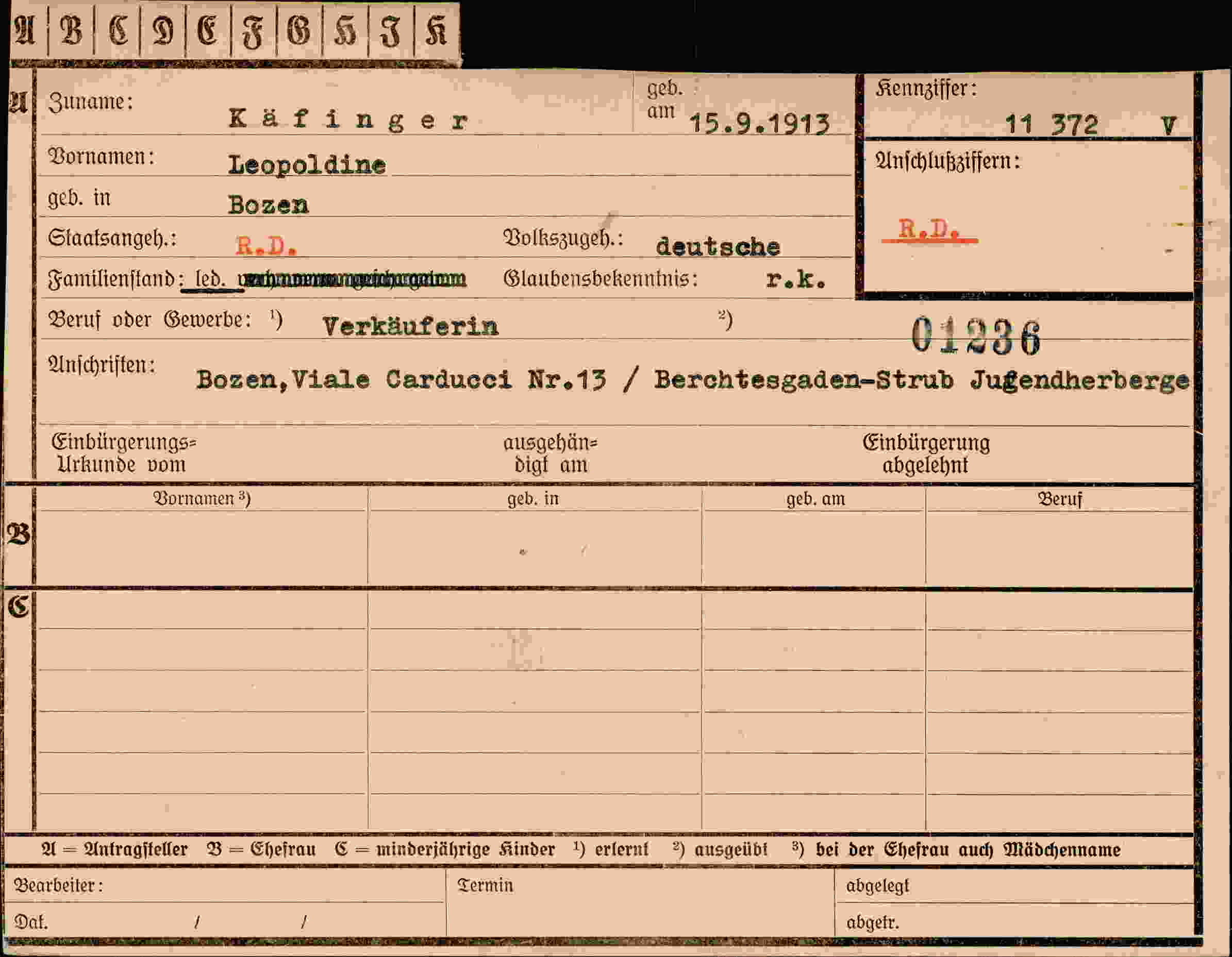 Vorderseite des Dokuments