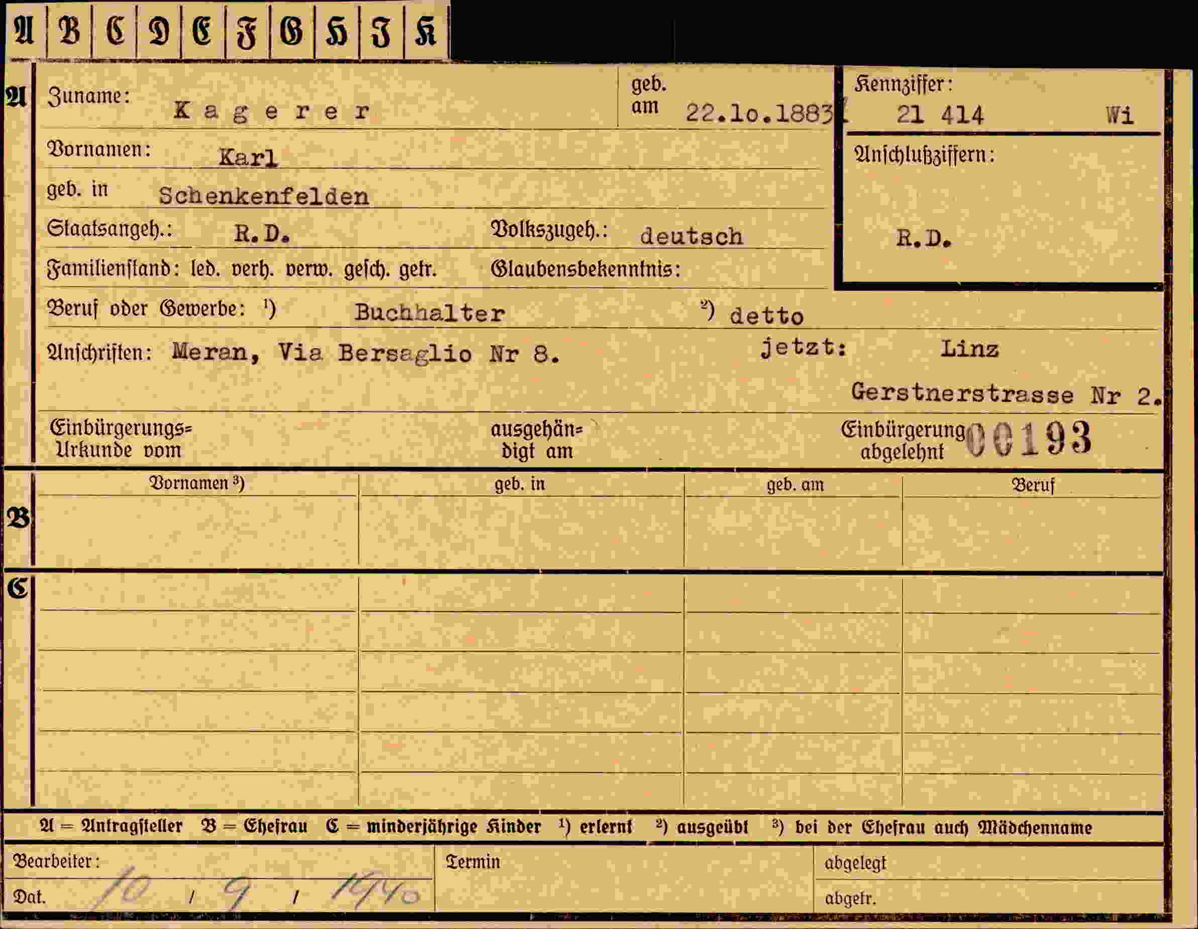 Dokument für Karl Kagerer