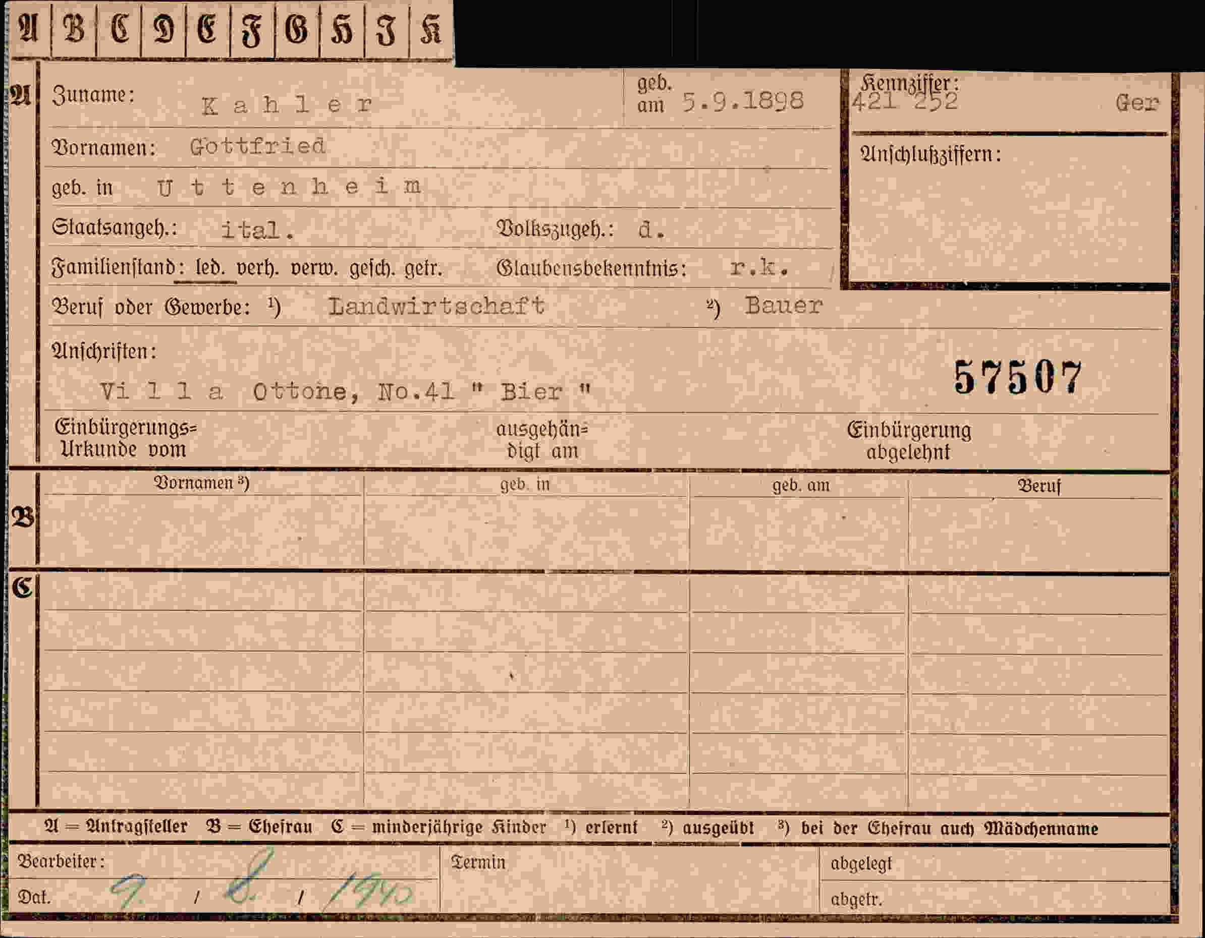 Dokument für Gottfried Kahler