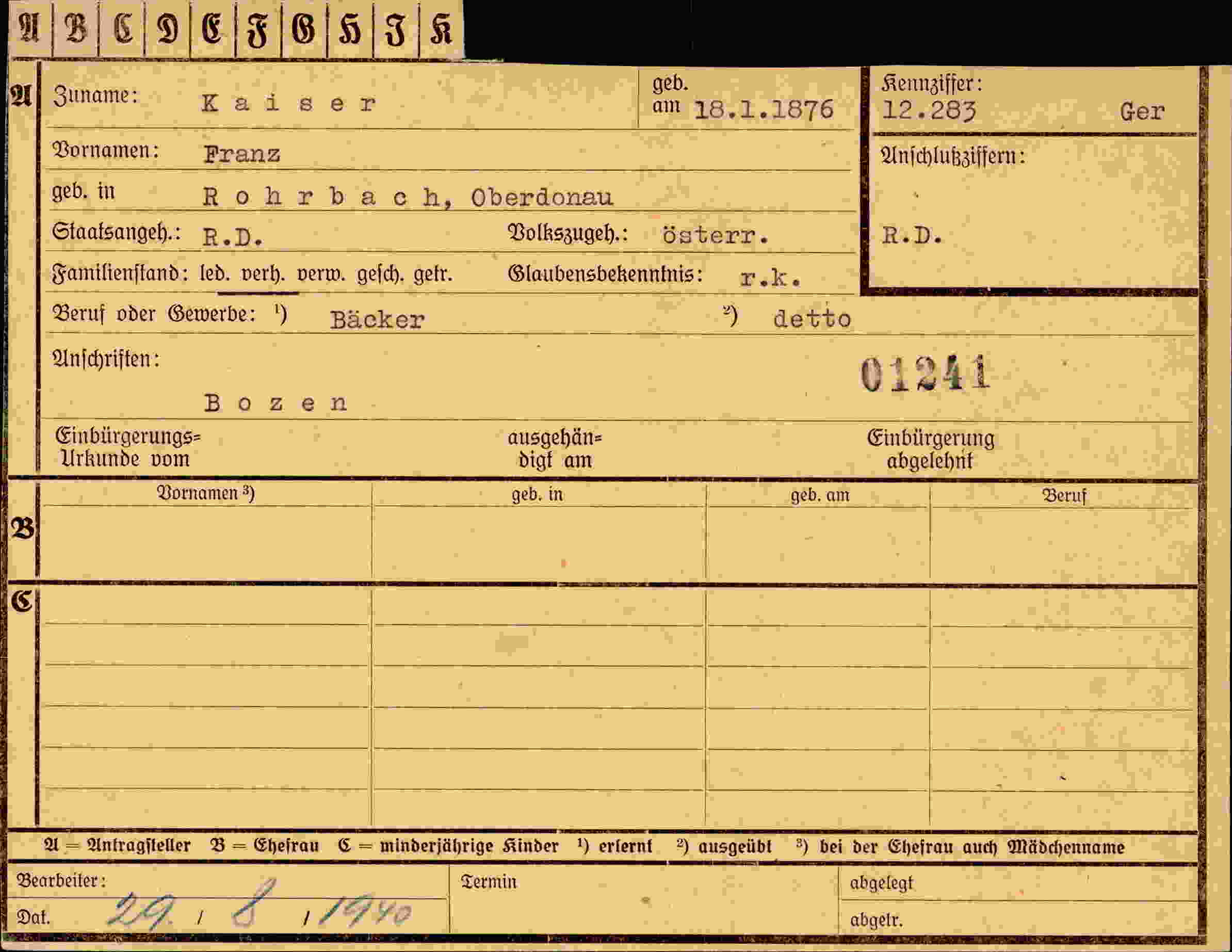 Dokument für Franz Kaiser