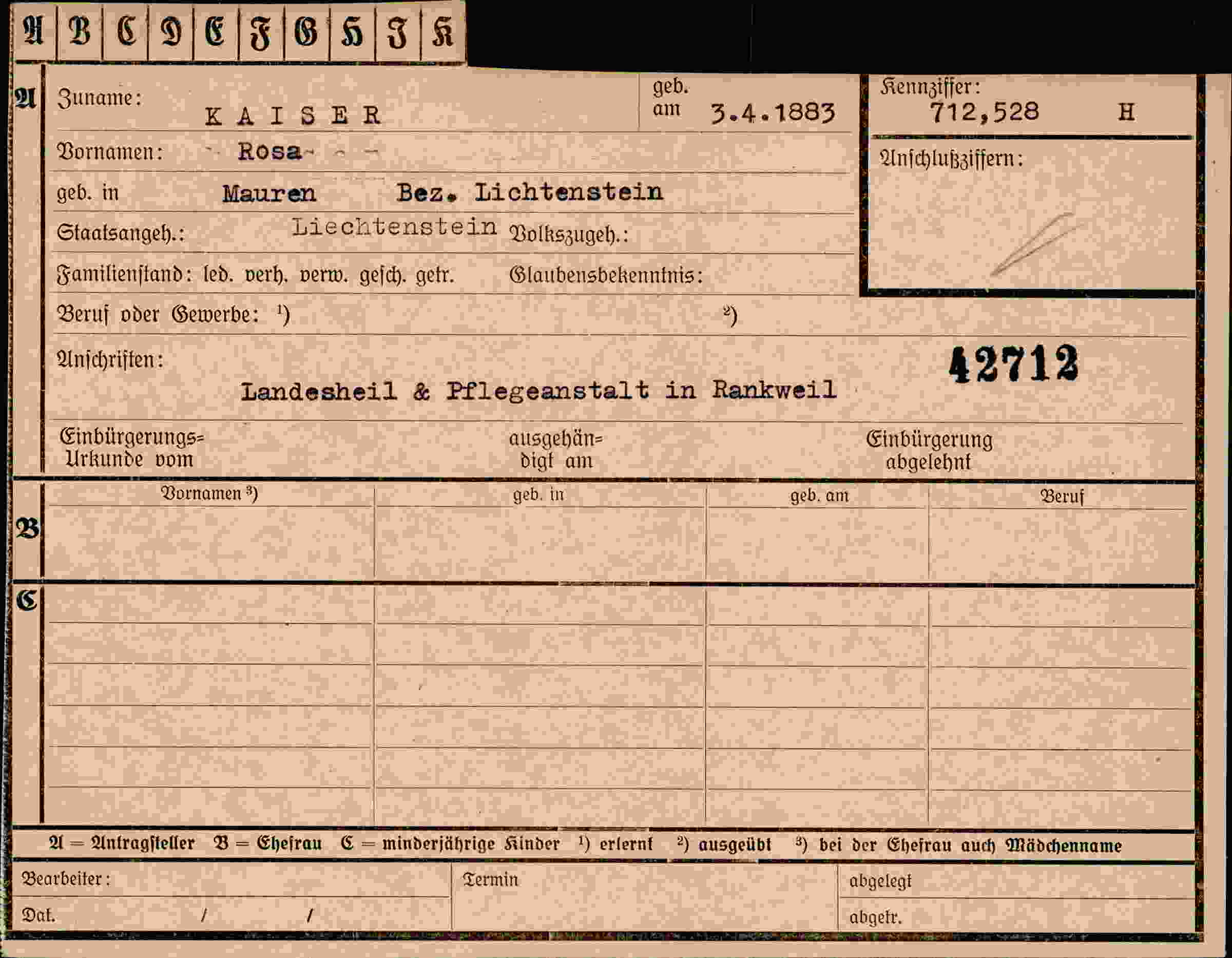 Vorderseite des Dokuments