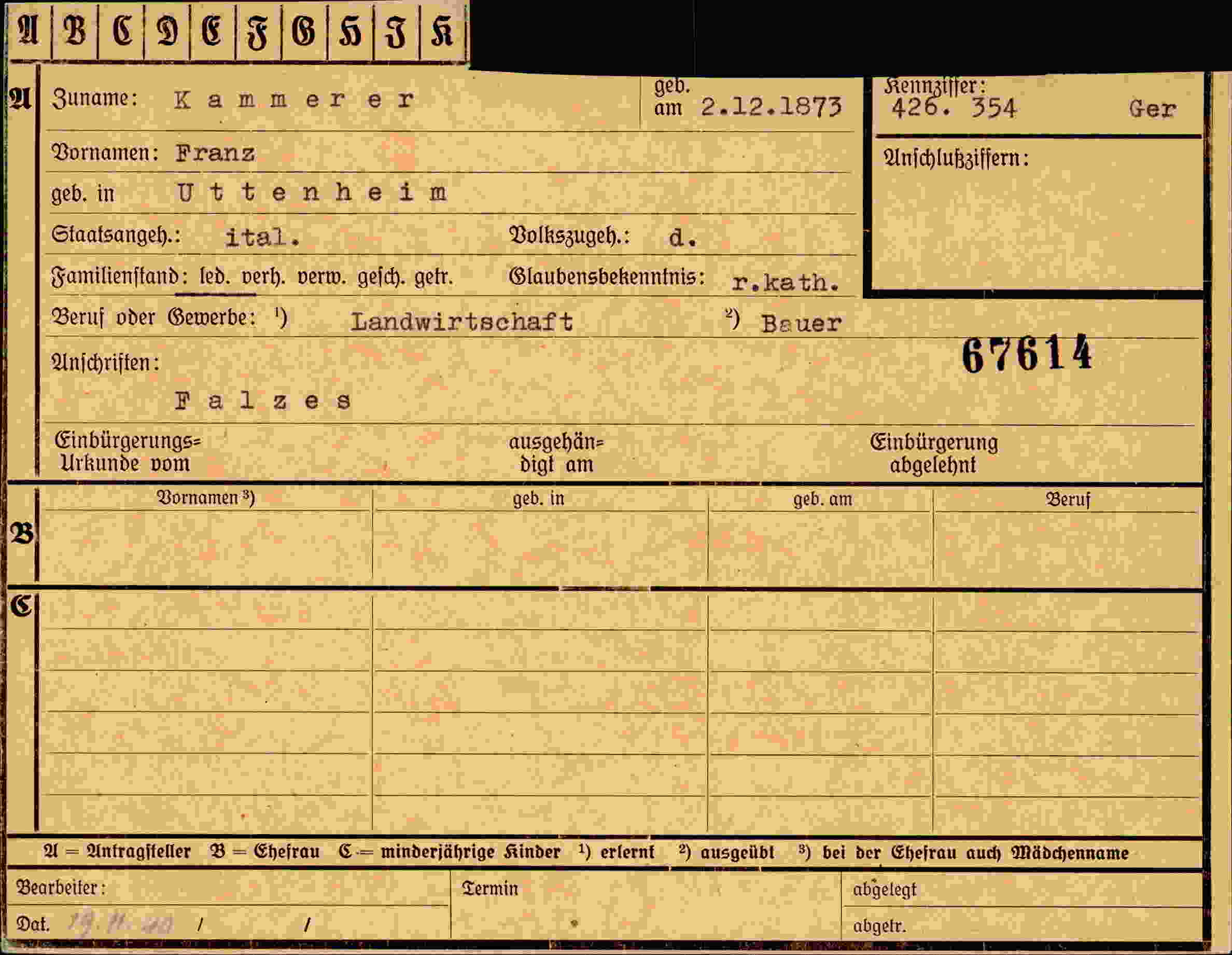 Dokument für Franz Kammerer