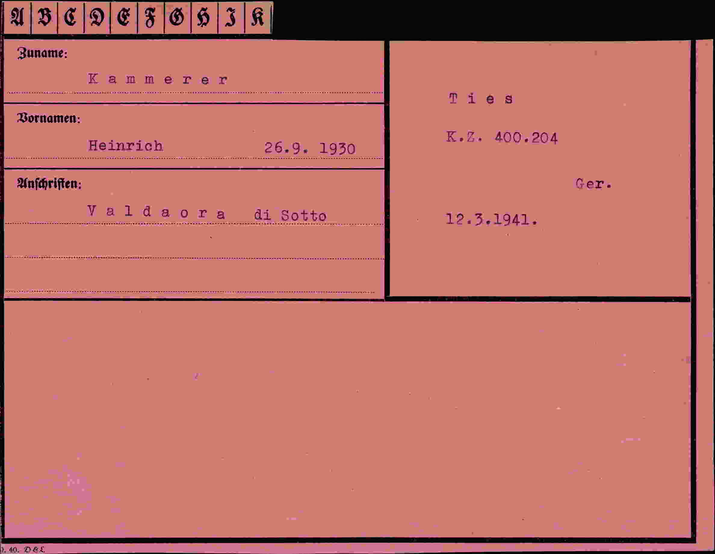 Dokument für Heinrich Kammerer