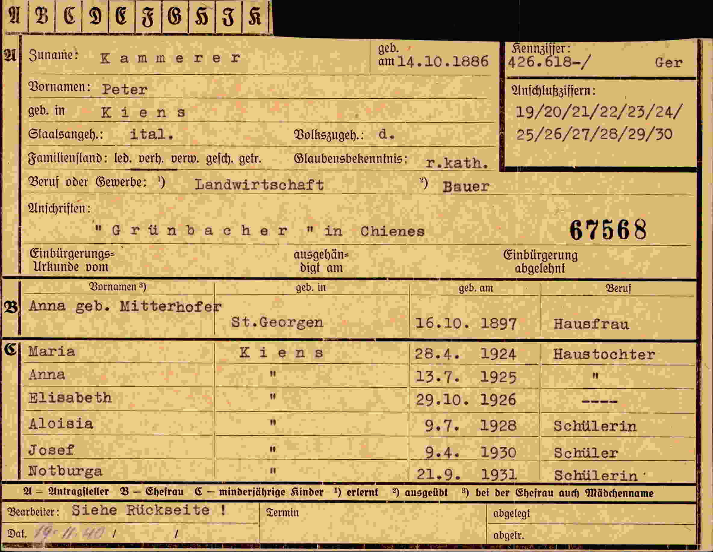 Dokument für Peter Kammerer