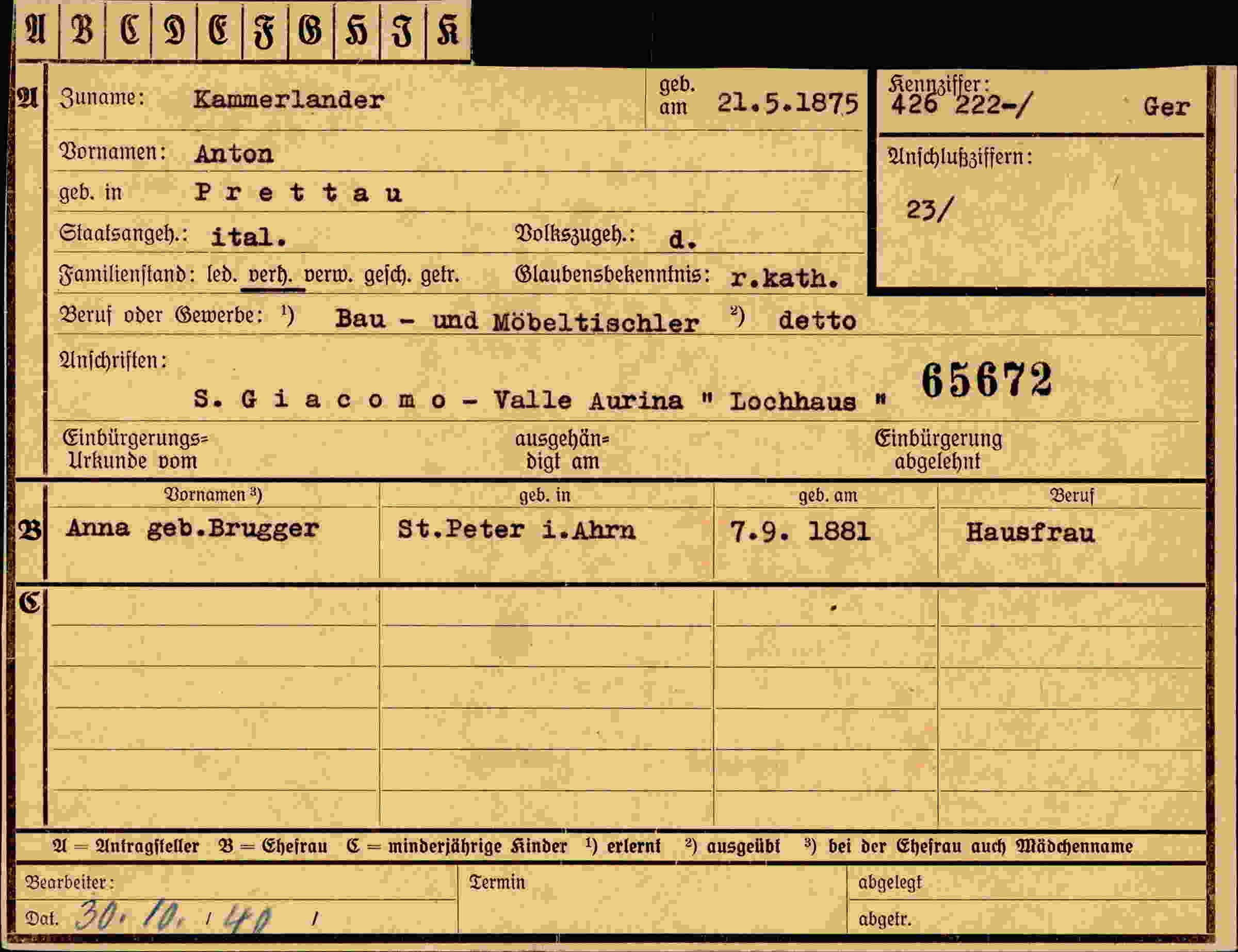 Dokument für Anton Kammerlander