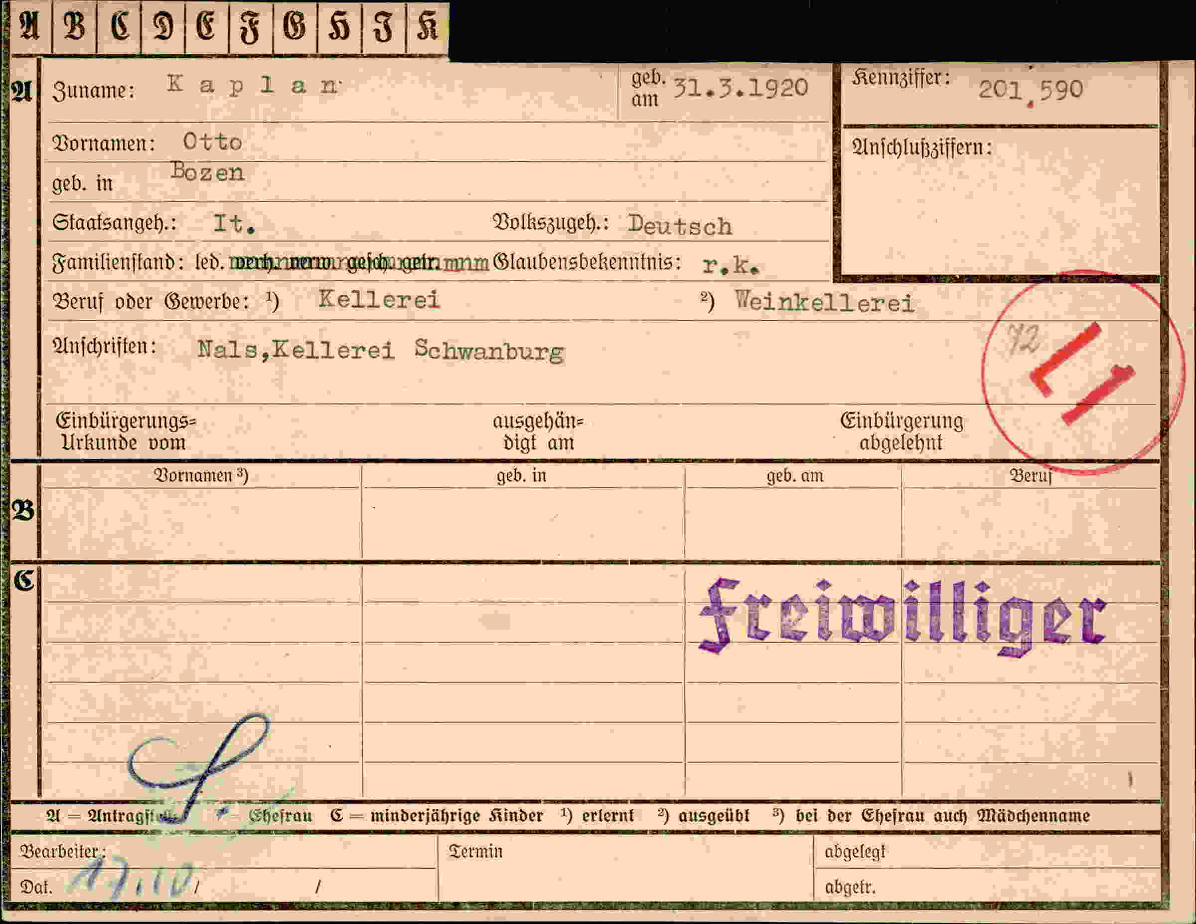 Dokument für Otto Kaplan