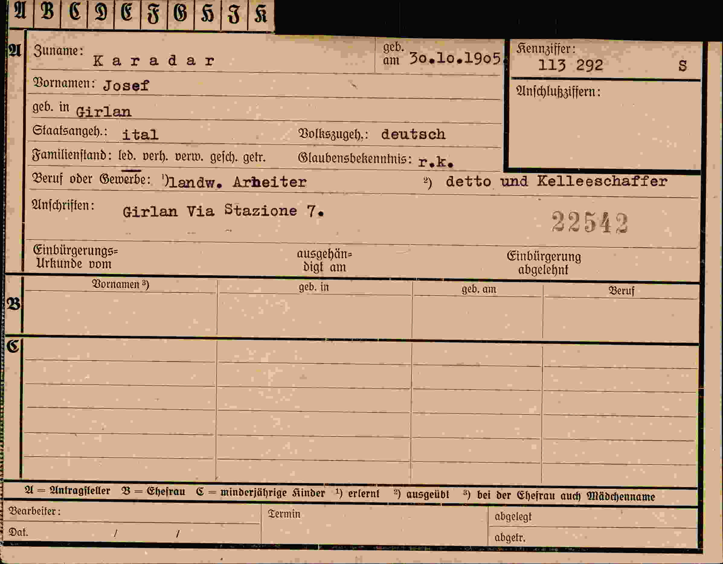 Vorderseite des Dokuments