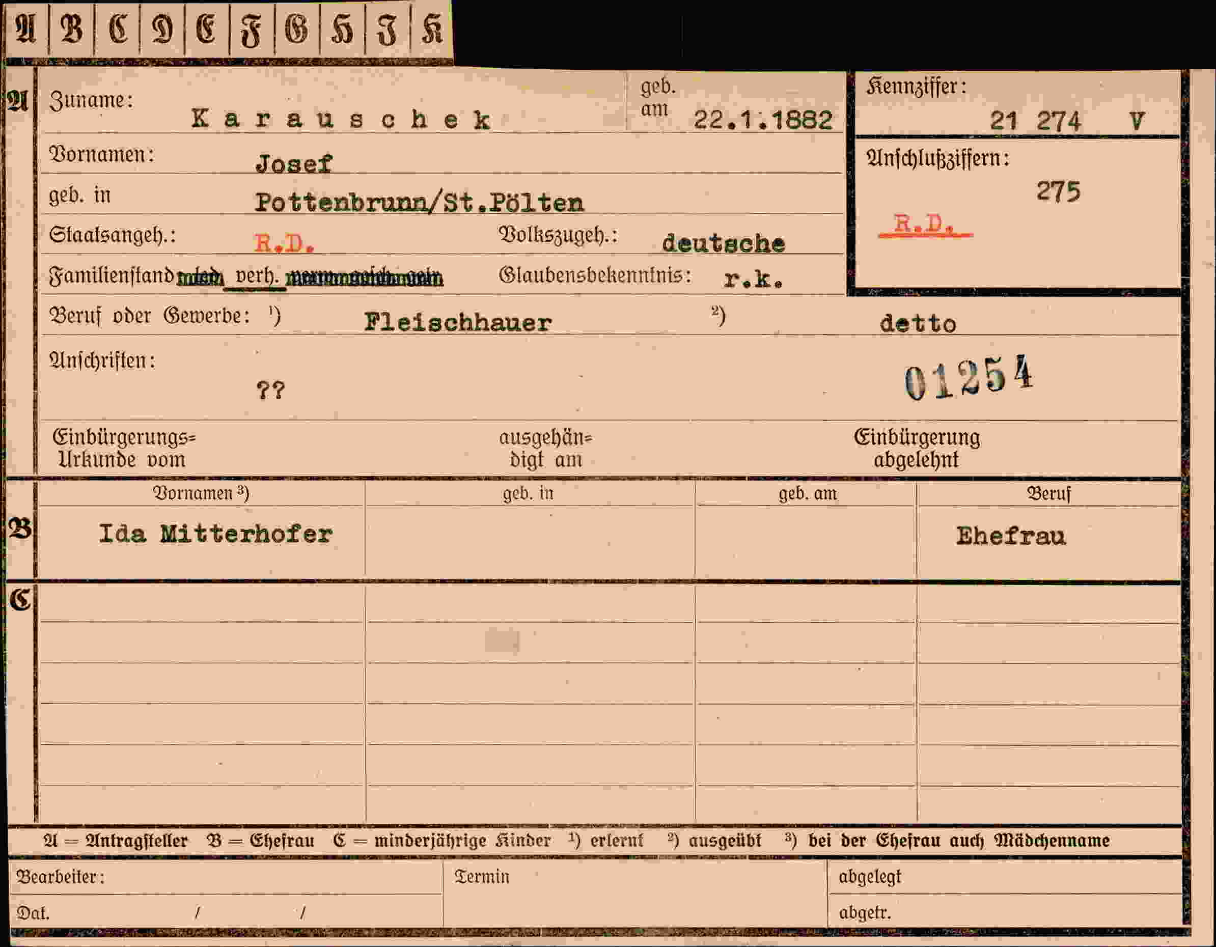 Vorderseite des Dokuments