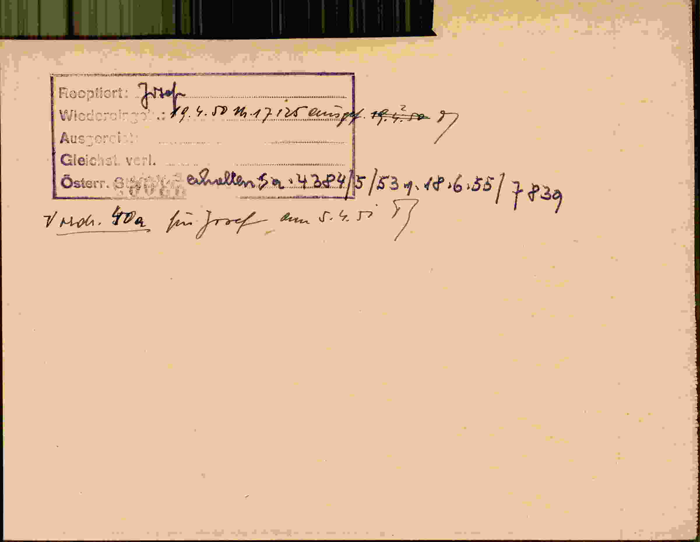 Rückseite des Dokuments