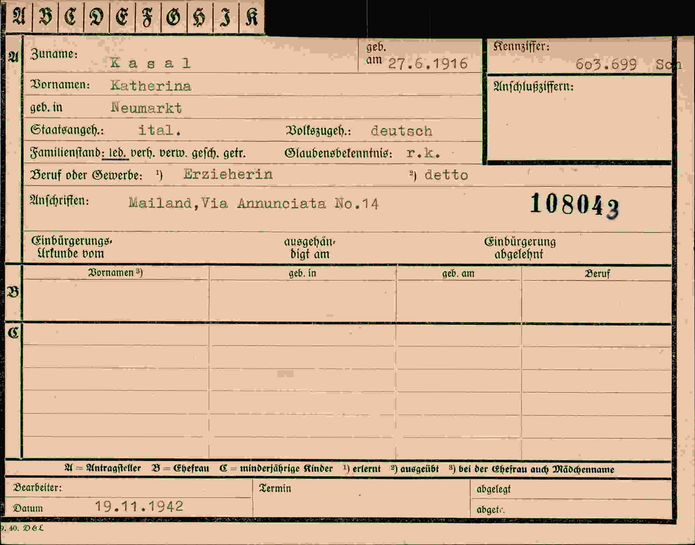 Vorderseite des Dokuments