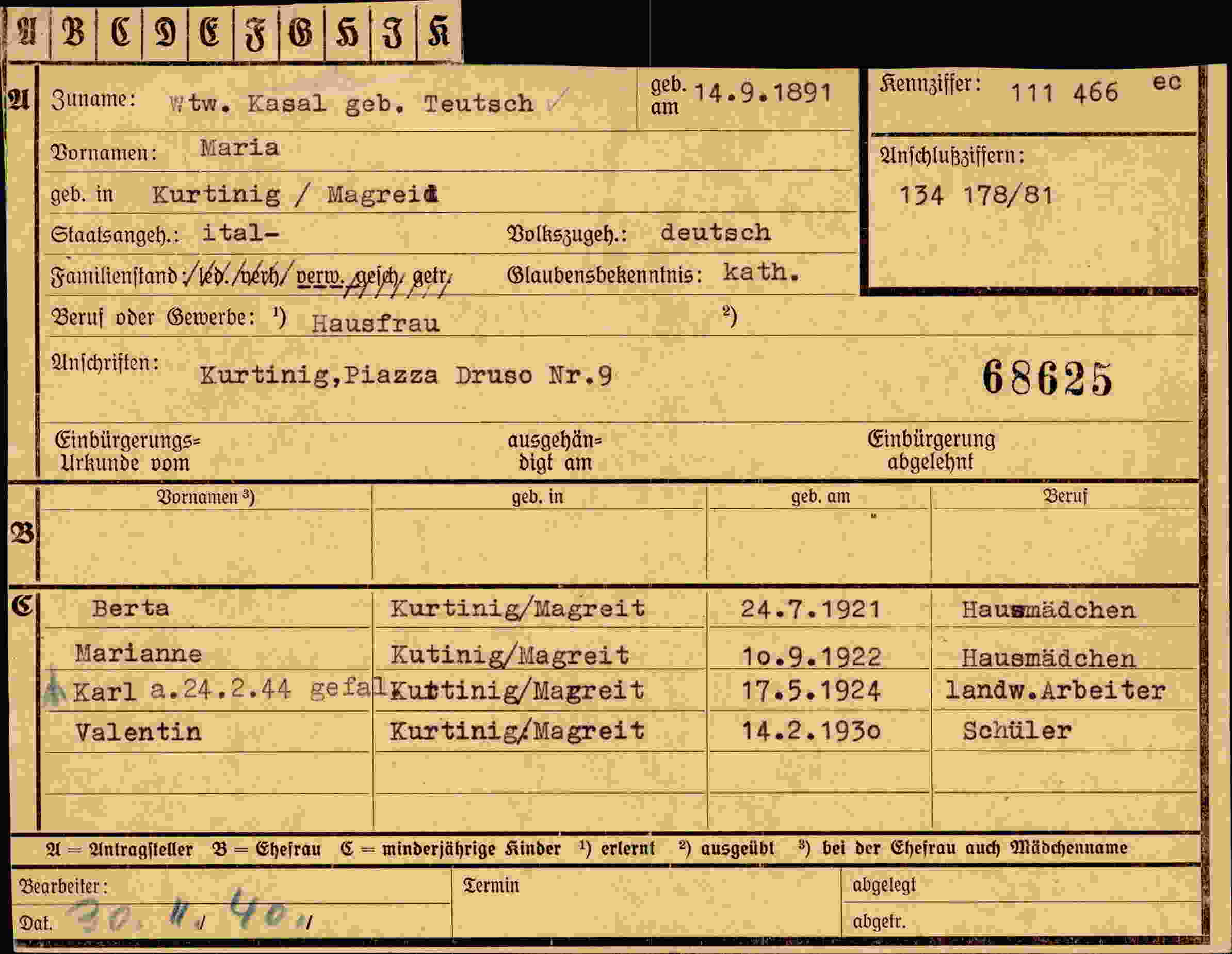Vorderseite des Dokuments