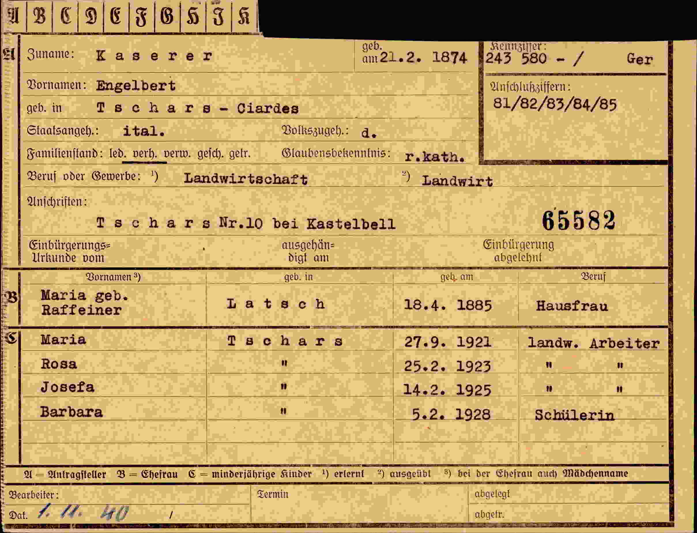 Vorderseite des Dokuments