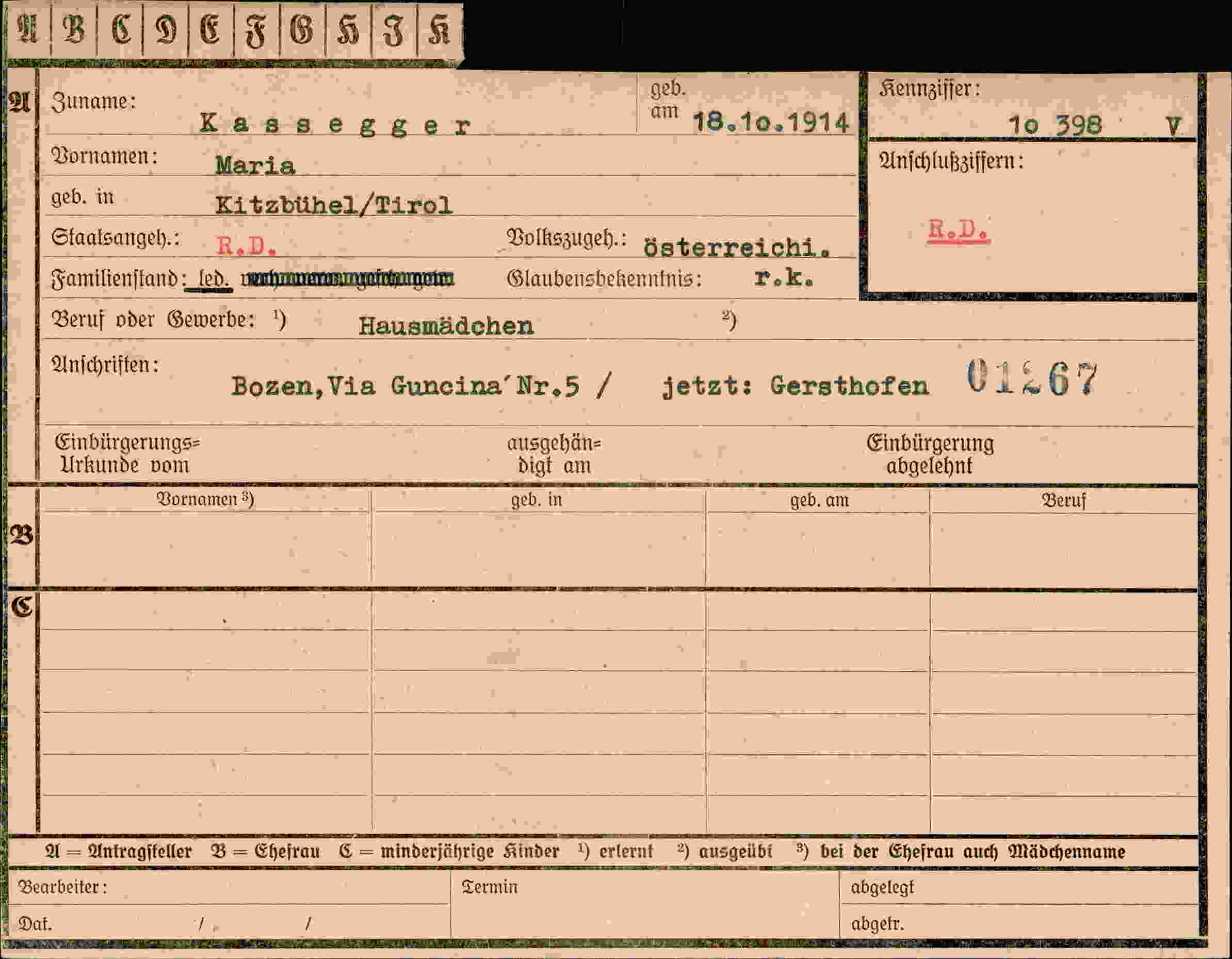 Vorderseite des Dokuments