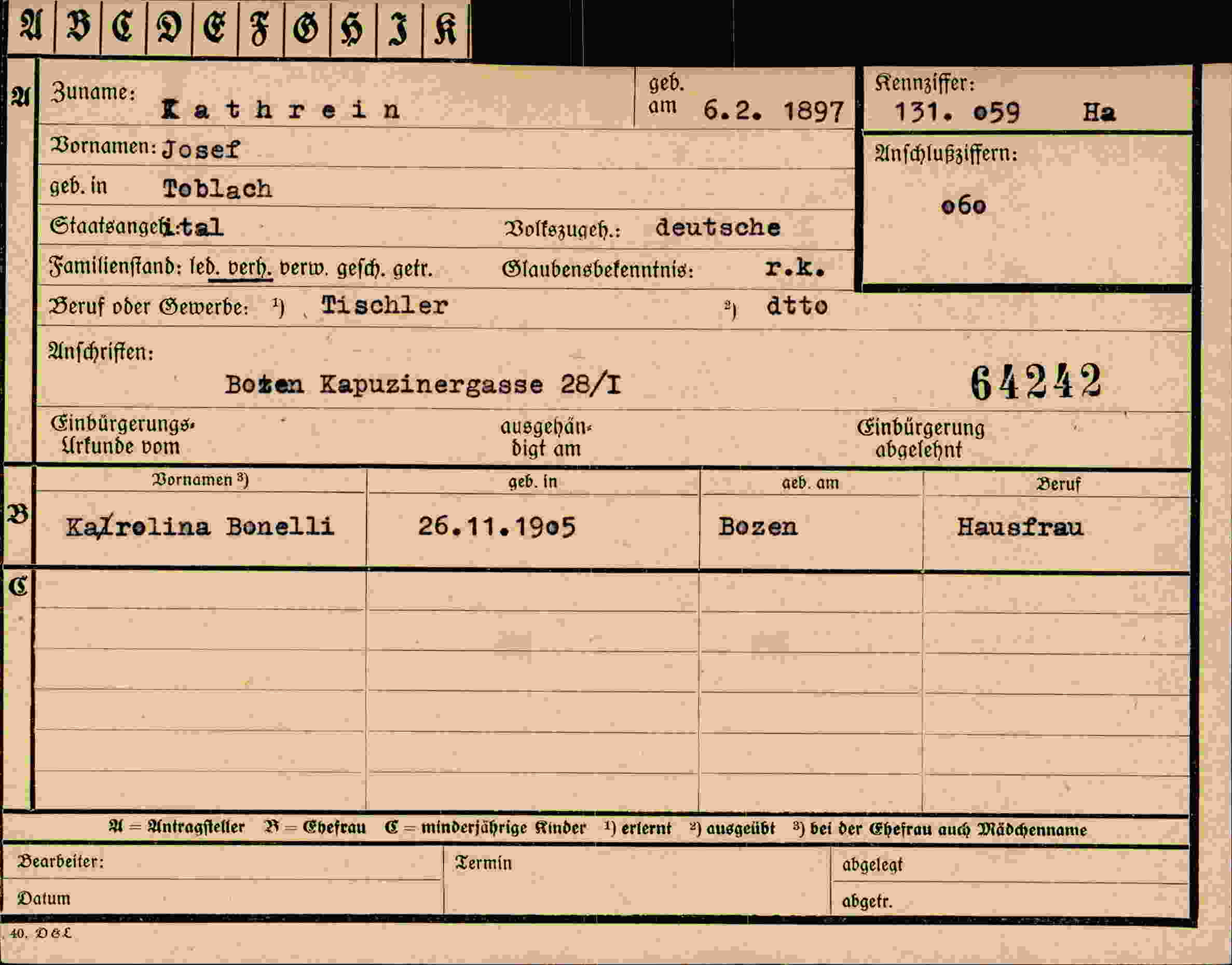 Dokument für Josef Kathrein