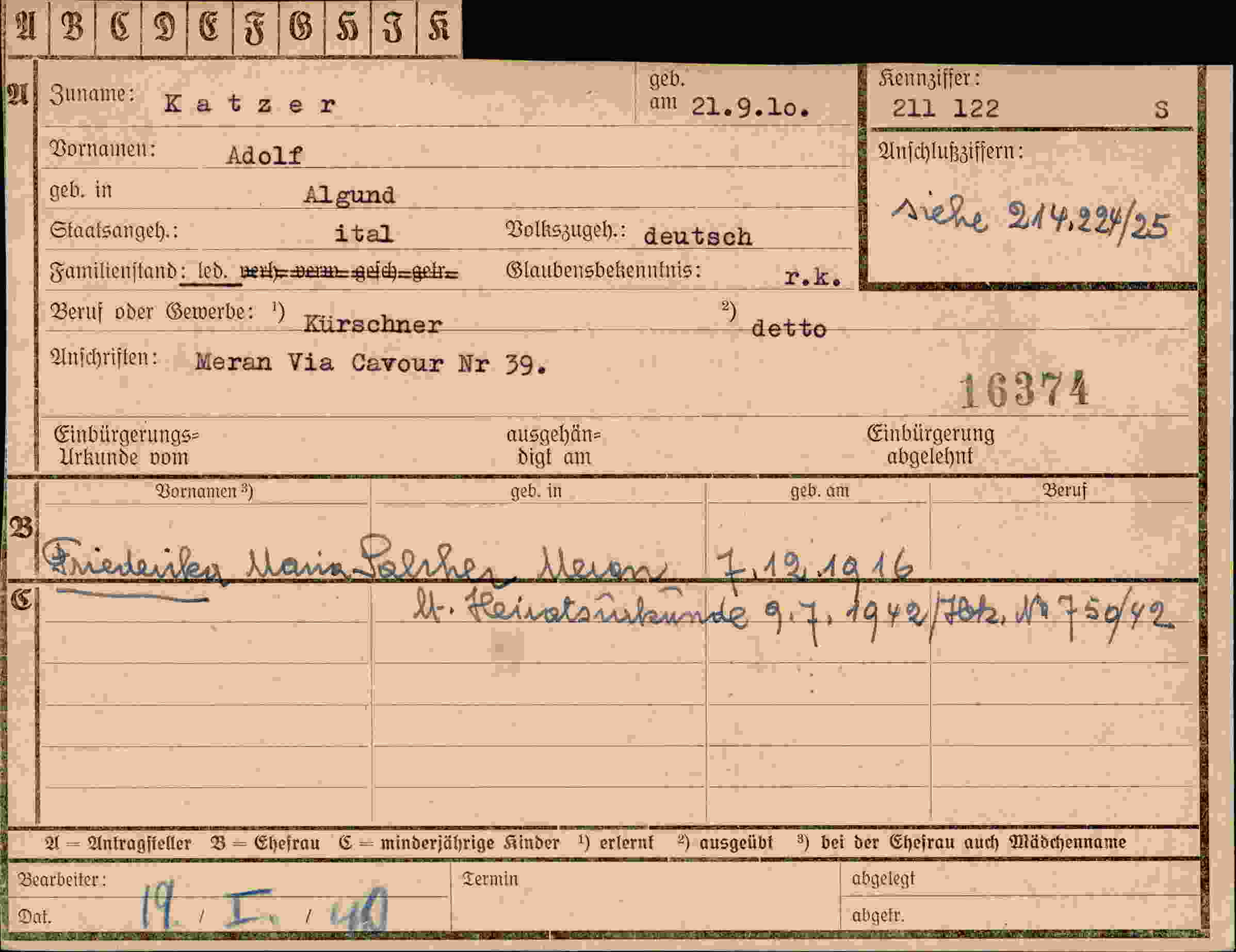 Dokument für Adolf Katzer