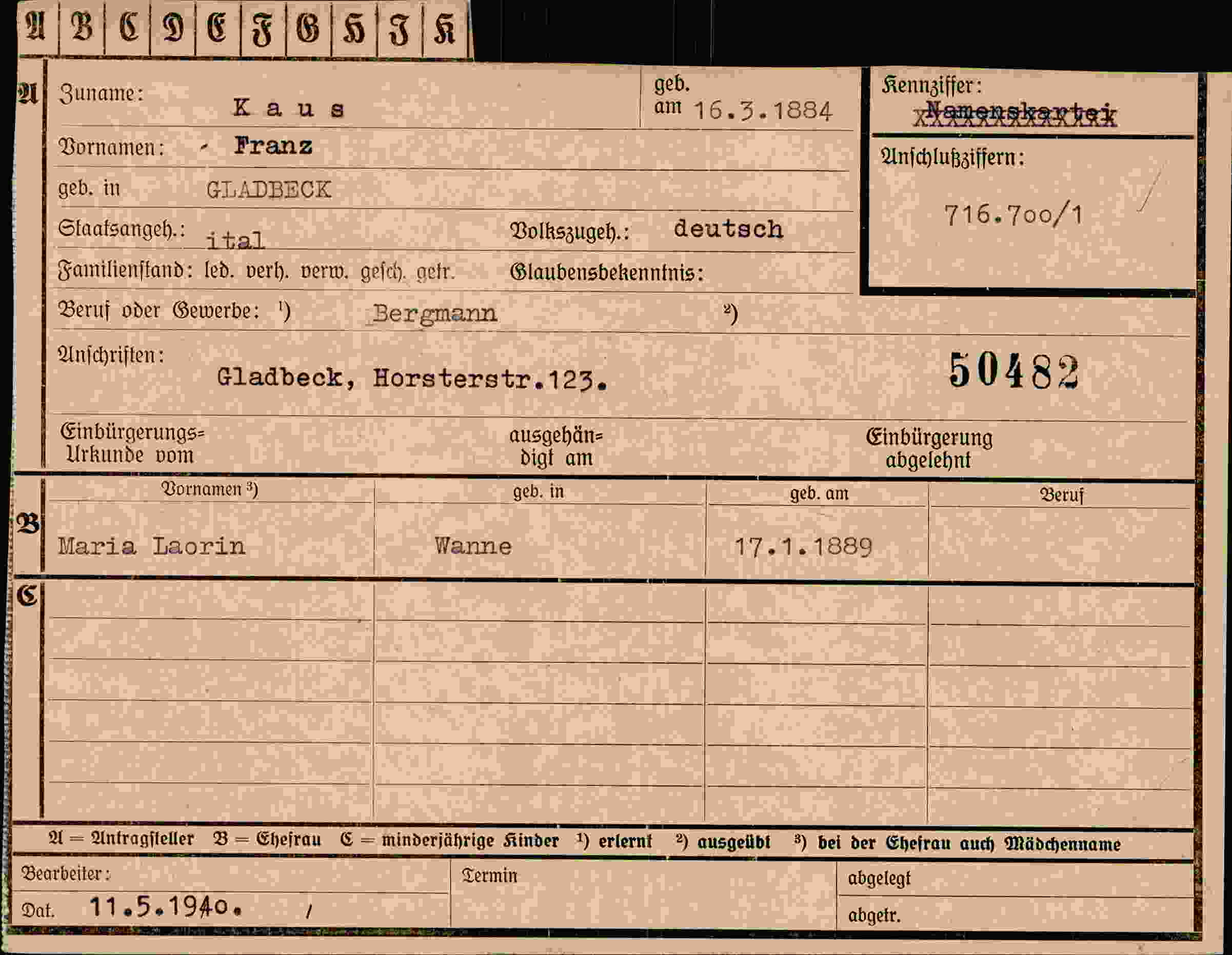 Vorderseite des Dokuments