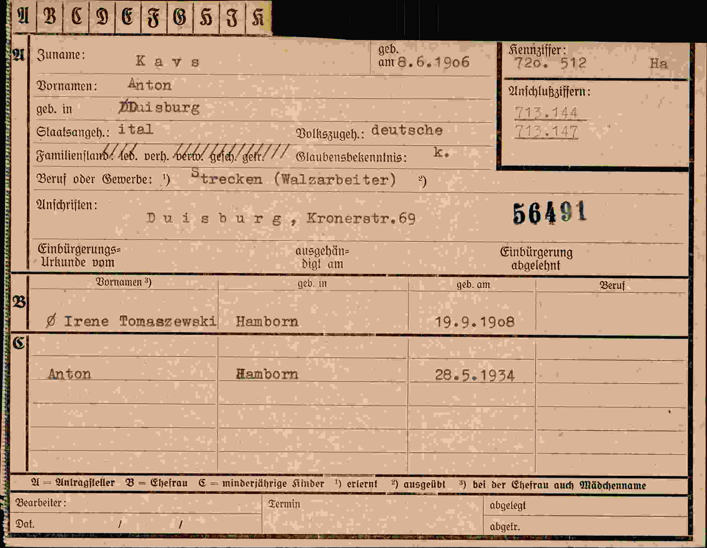 Vorderseite des Dokuments