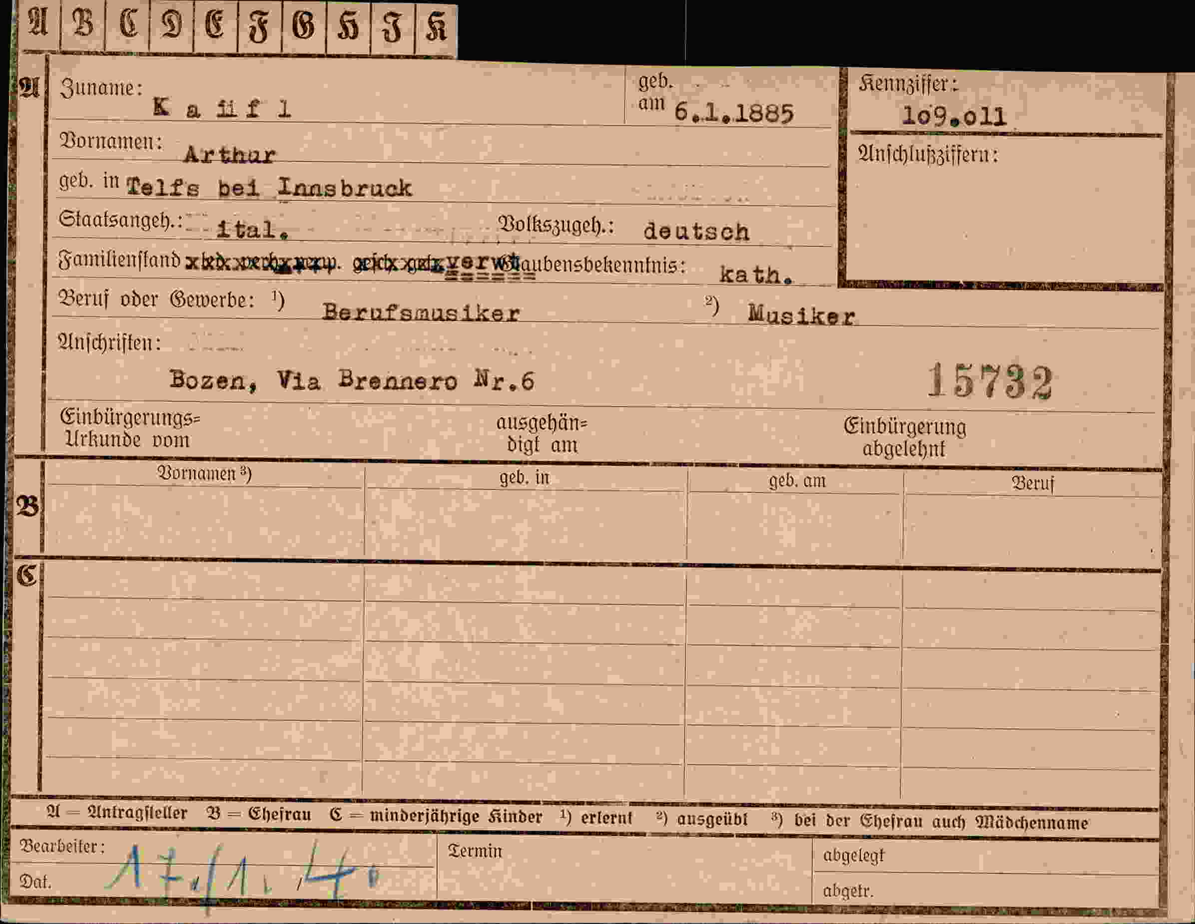 Dokument für Arthur Kaüfl