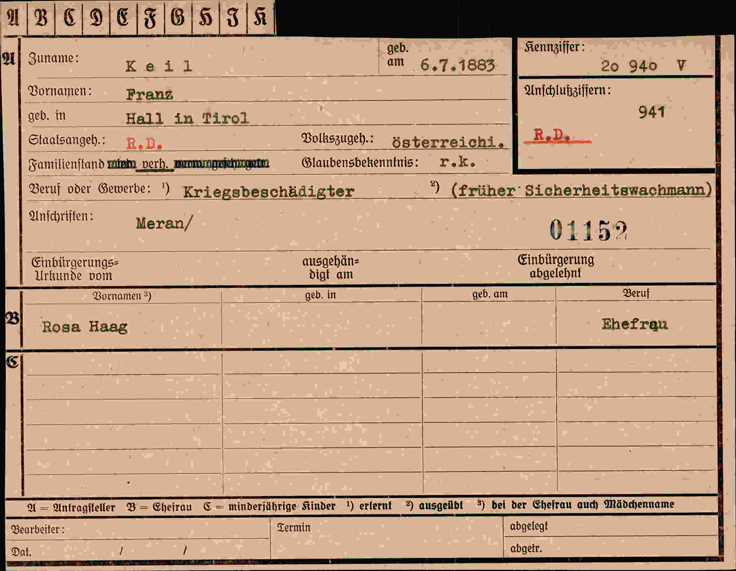 Dokument für Franz Keil