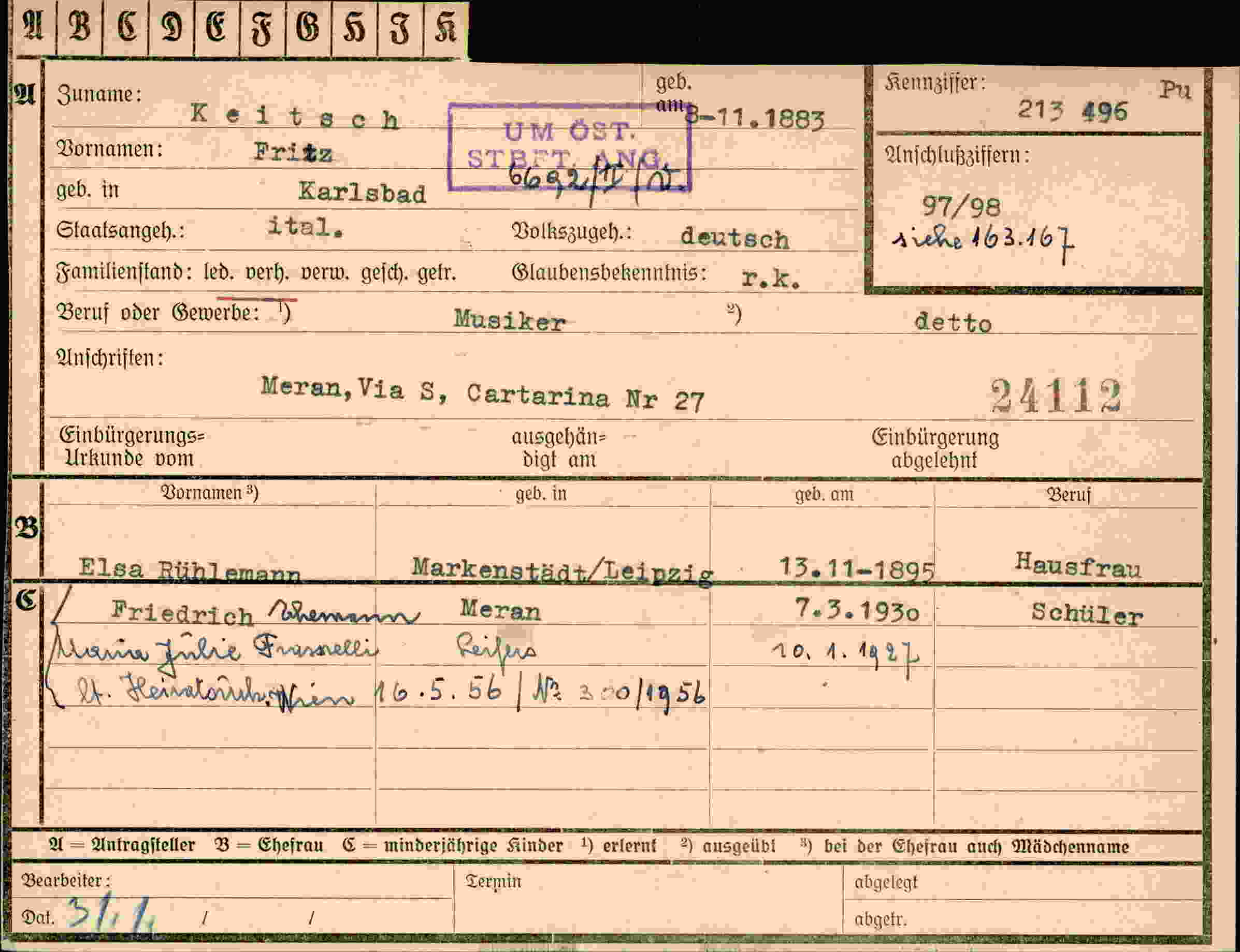Dokument für Fritz Keitsch