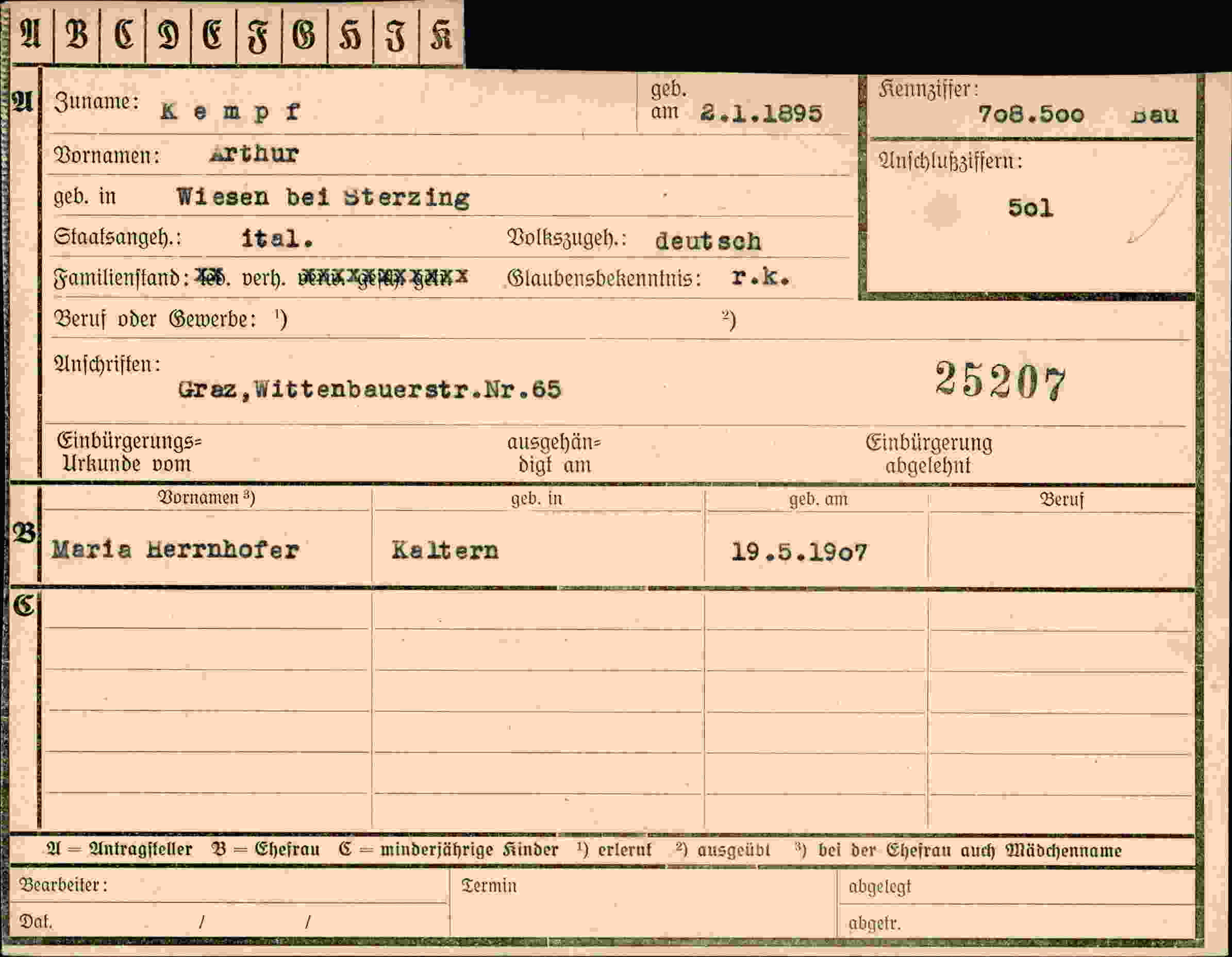 Vorderseite des Dokuments