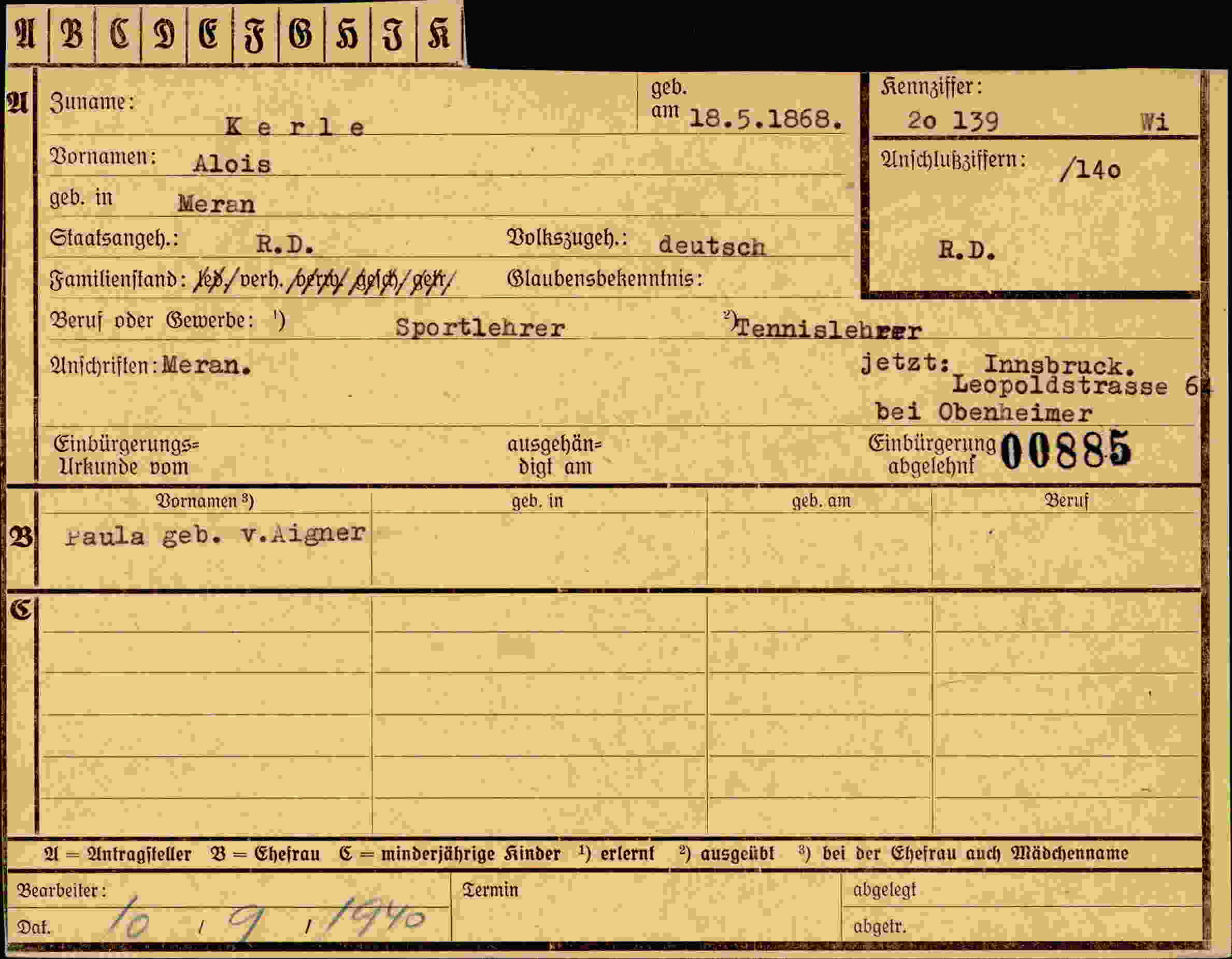 Dokument für Alois Kerle