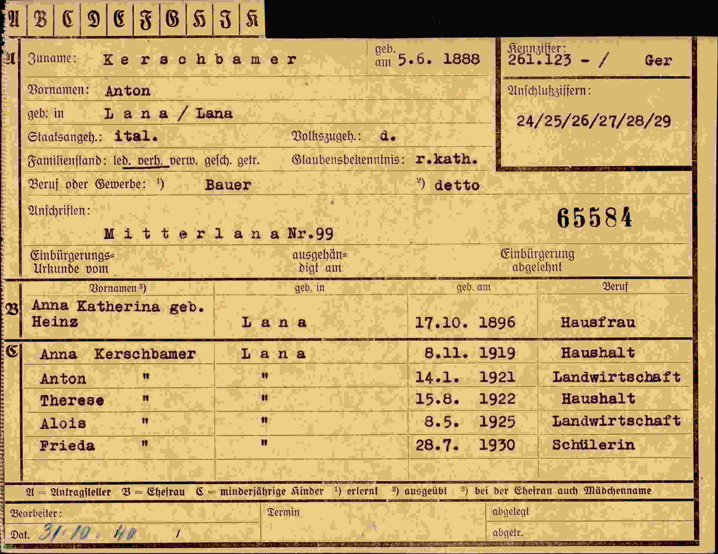 Vorderseite des Dokuments