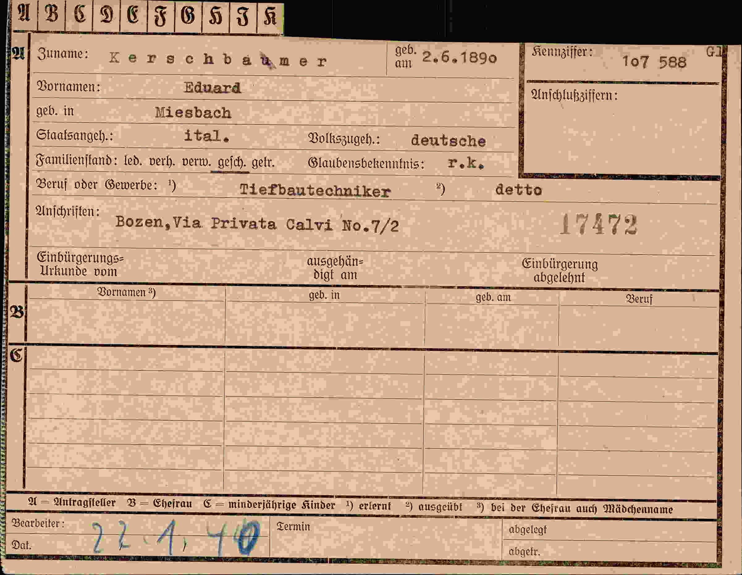 Vorderseite des Dokuments