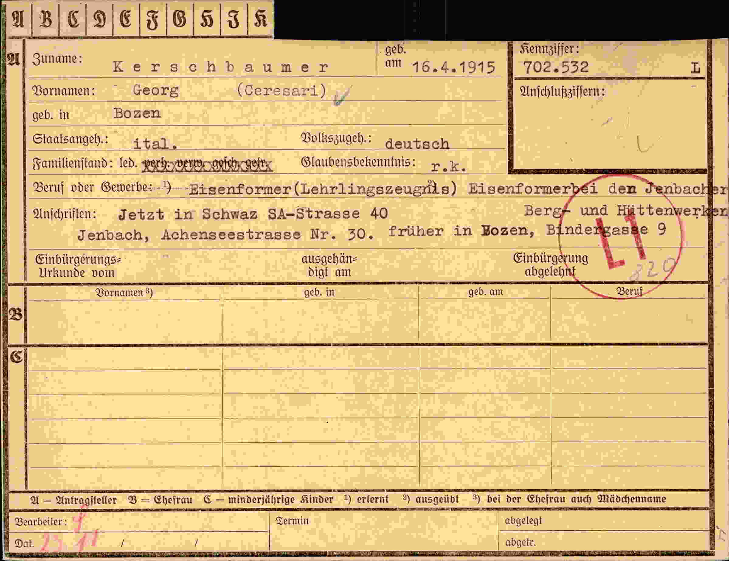 Dokument für Georg Kerschbaumer