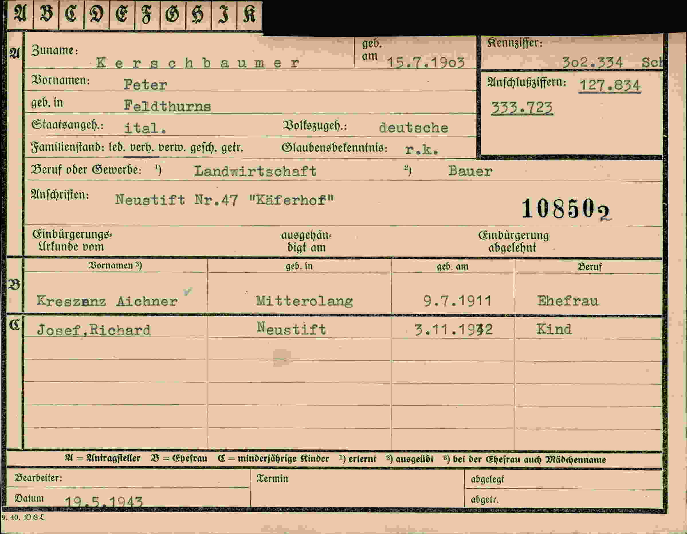 Dokument für Peter Kerschbaumer