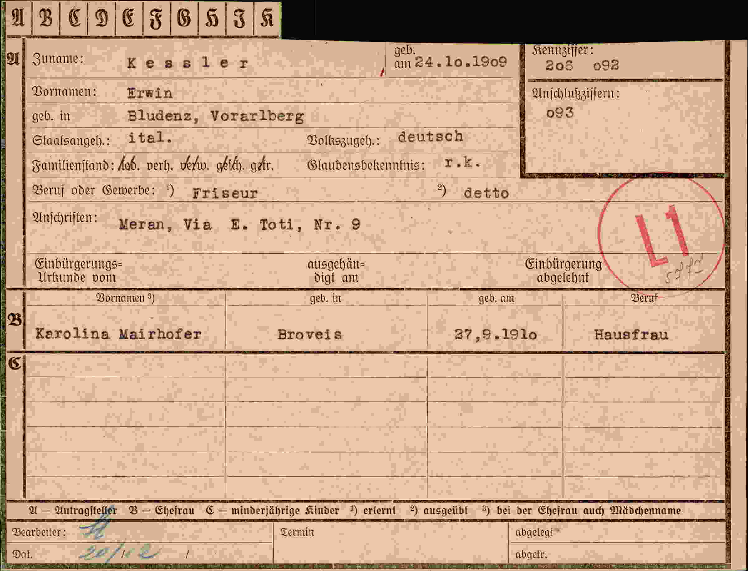 Vorderseite des Dokuments