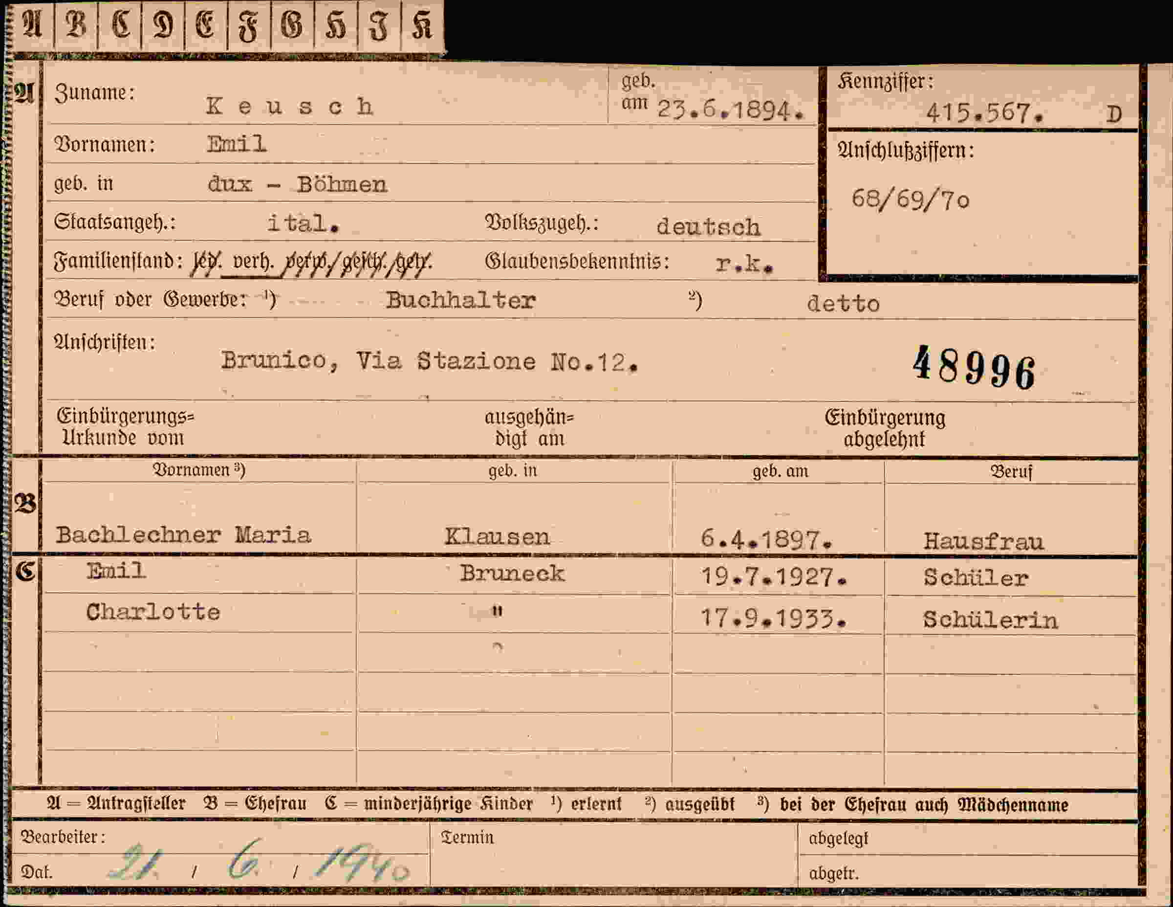 Vorderseite des Dokuments