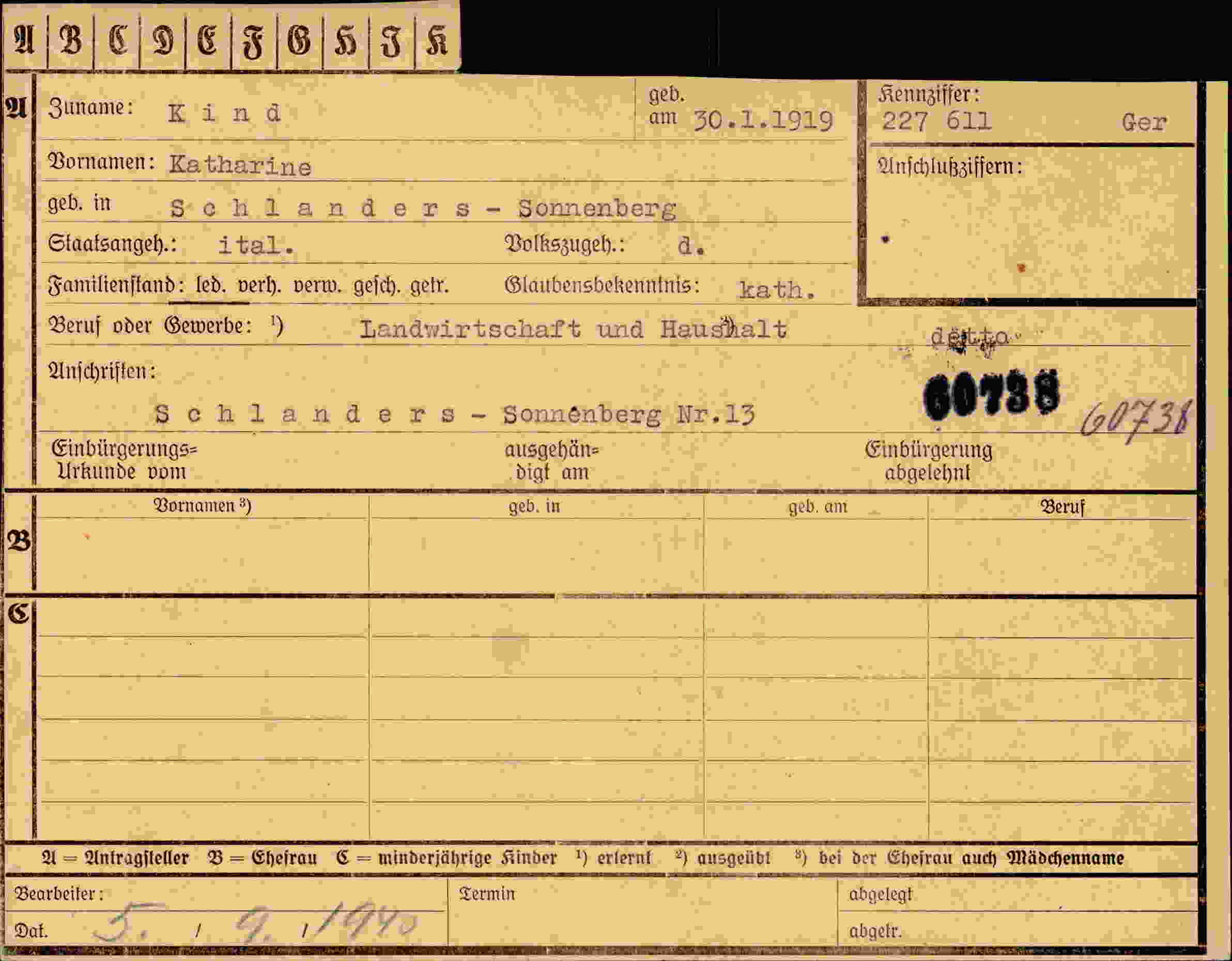 Vorderseite des Dokuments