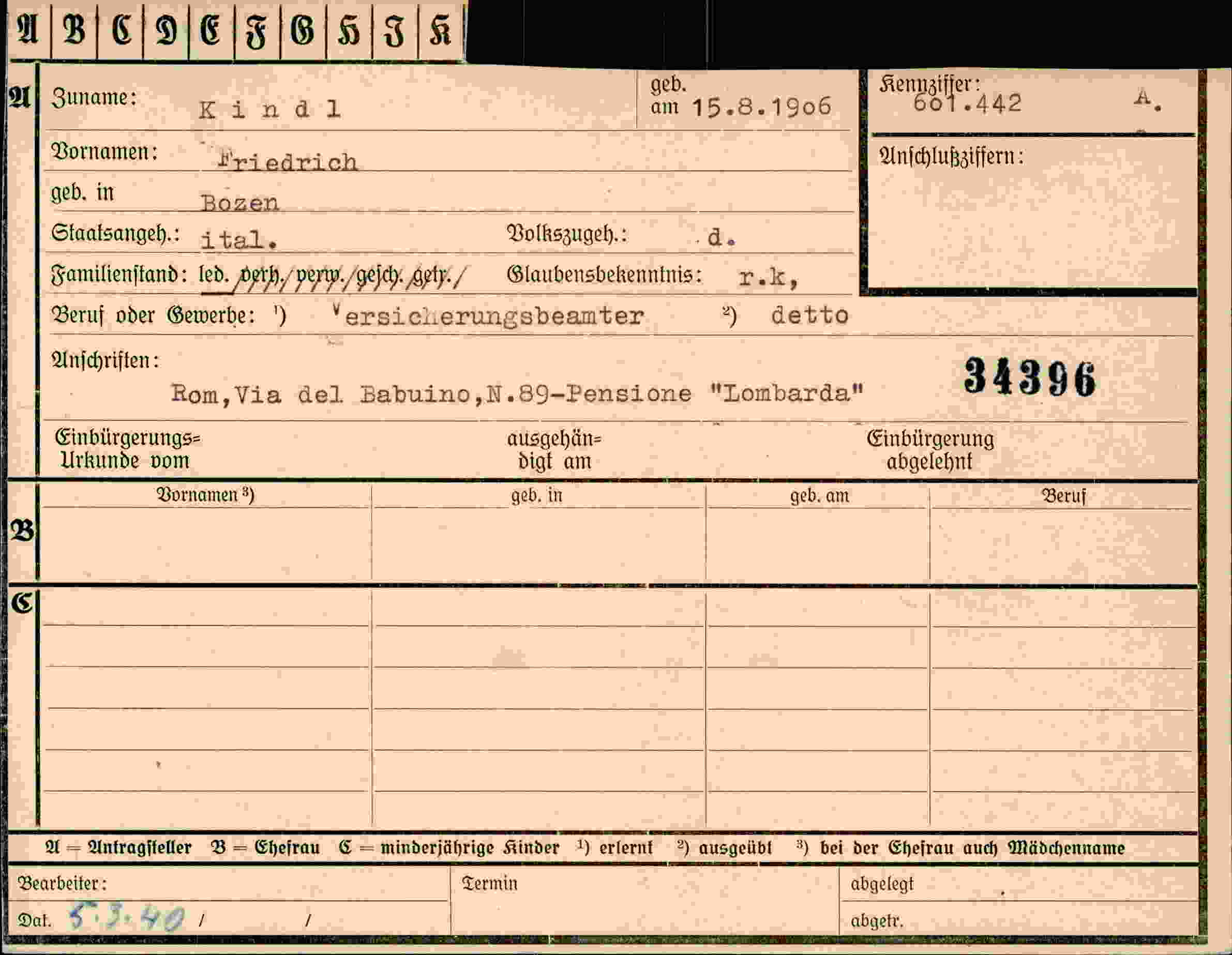 Dokument für Friedrich Kindl
