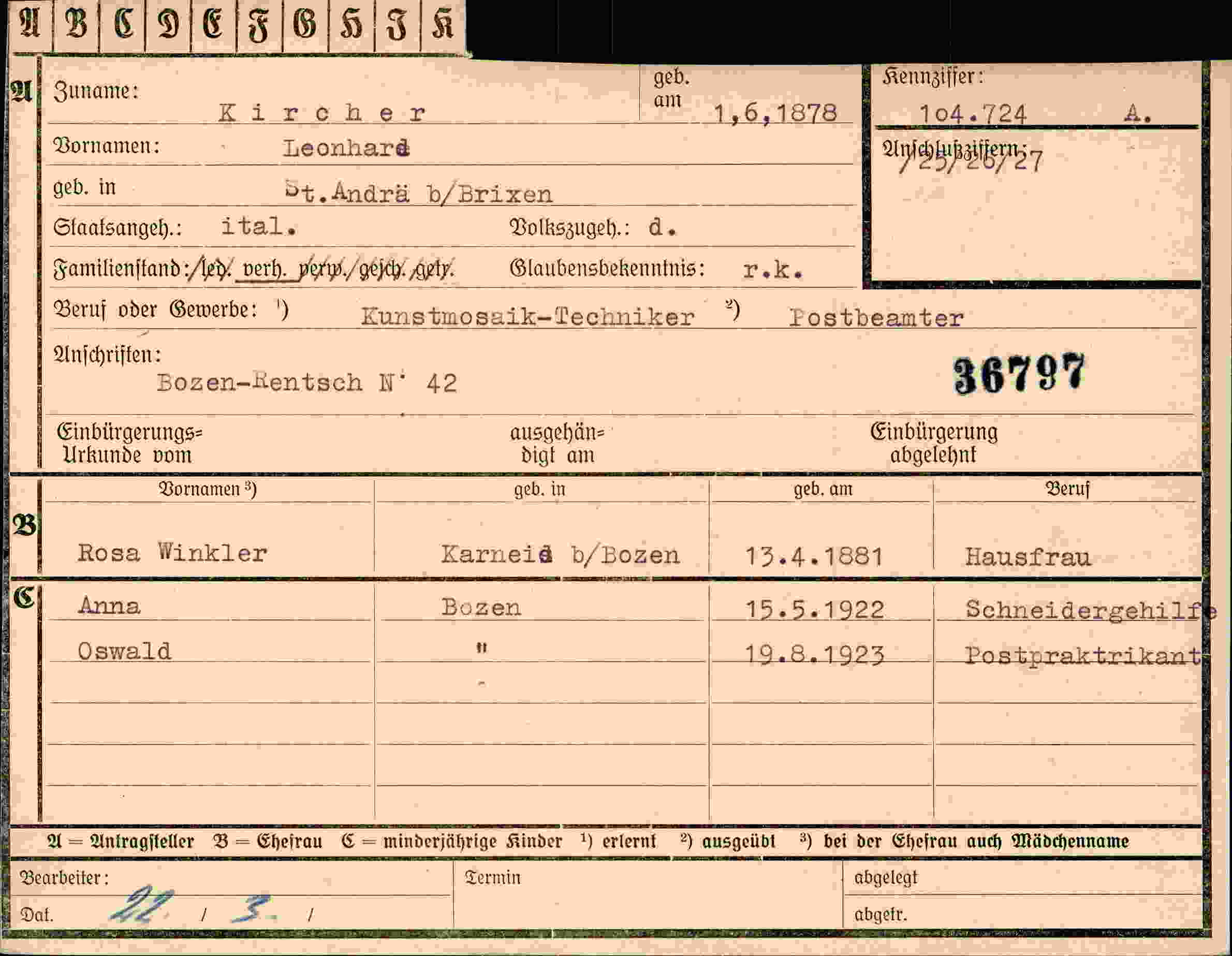 Dokument für Leonhard Kircher