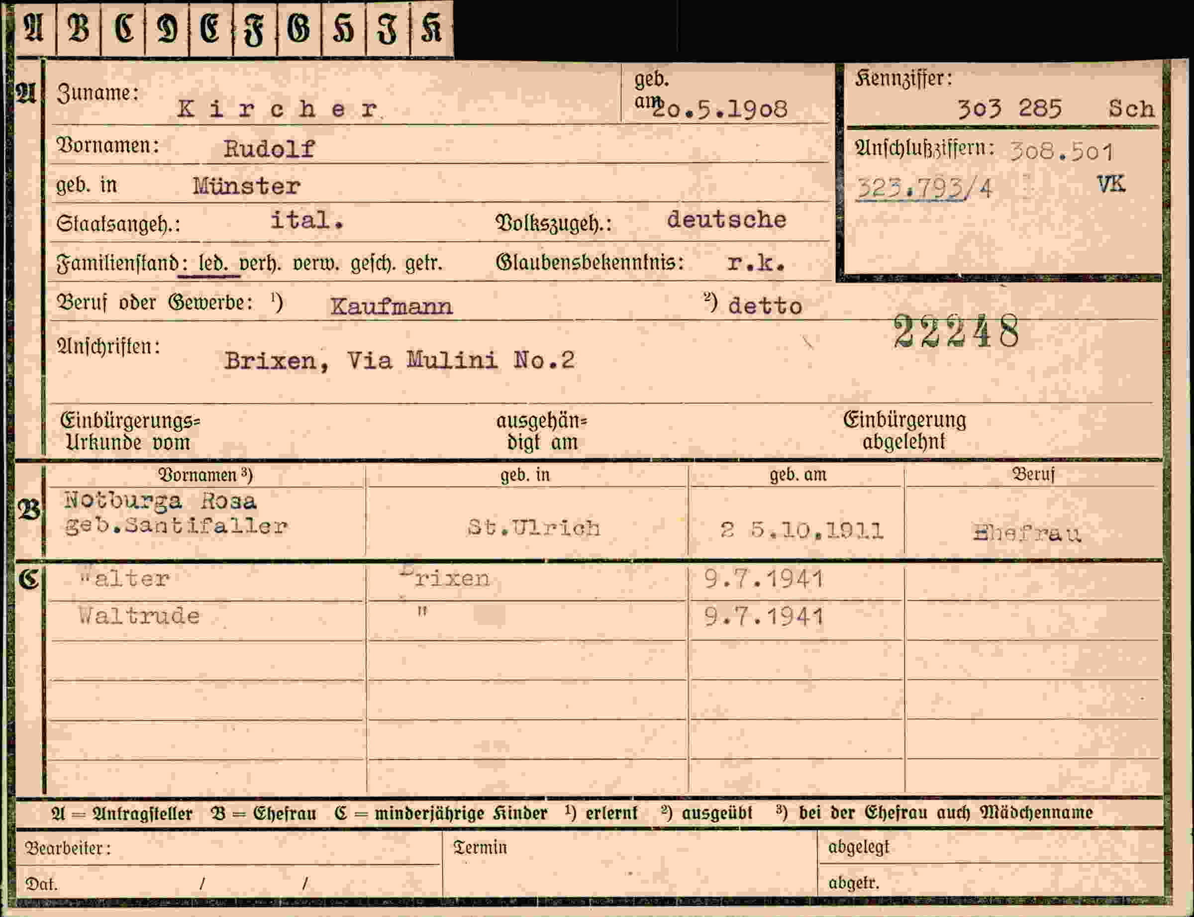 Dokument für Rudolf Kircher