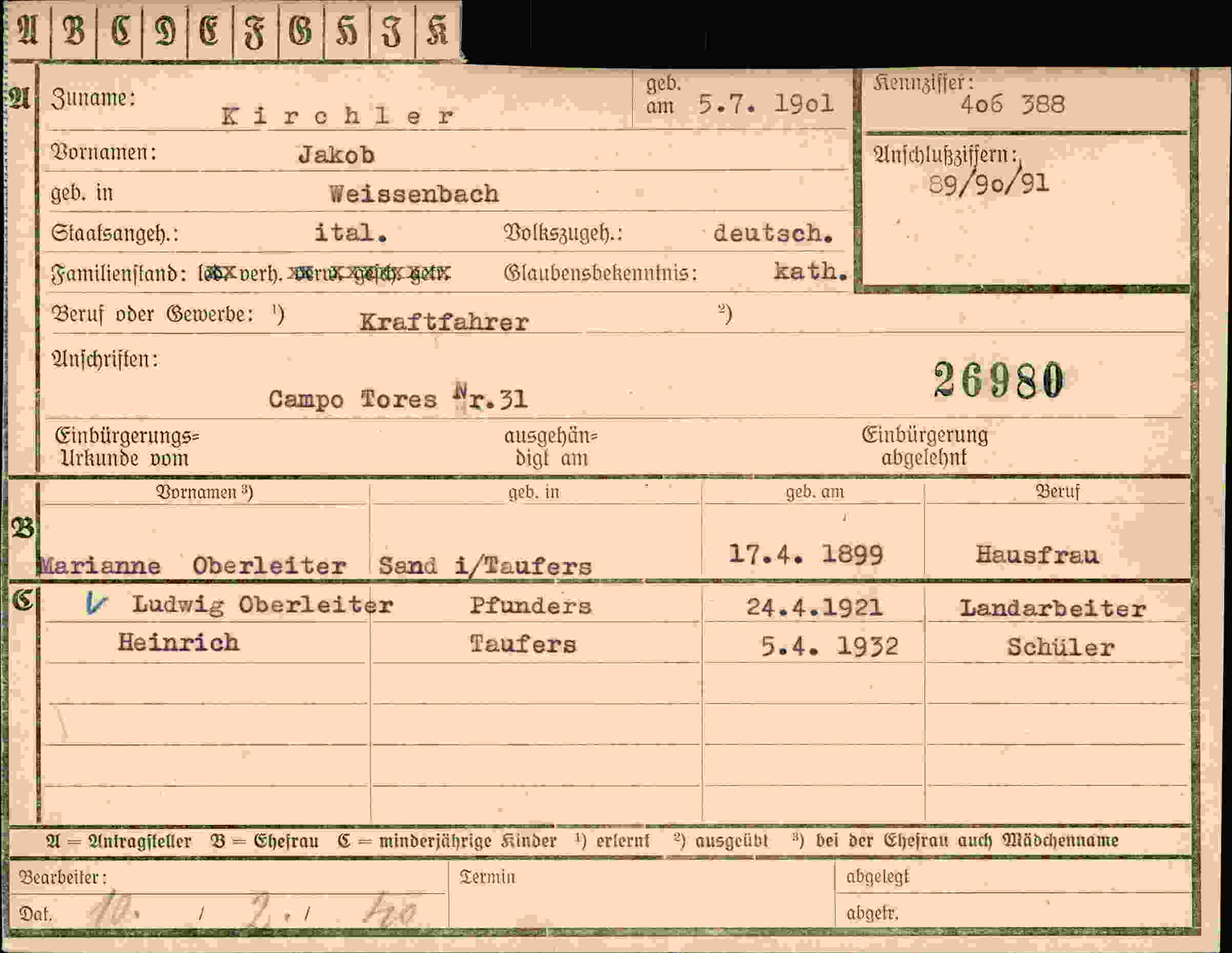 Vorderseite des Dokuments
