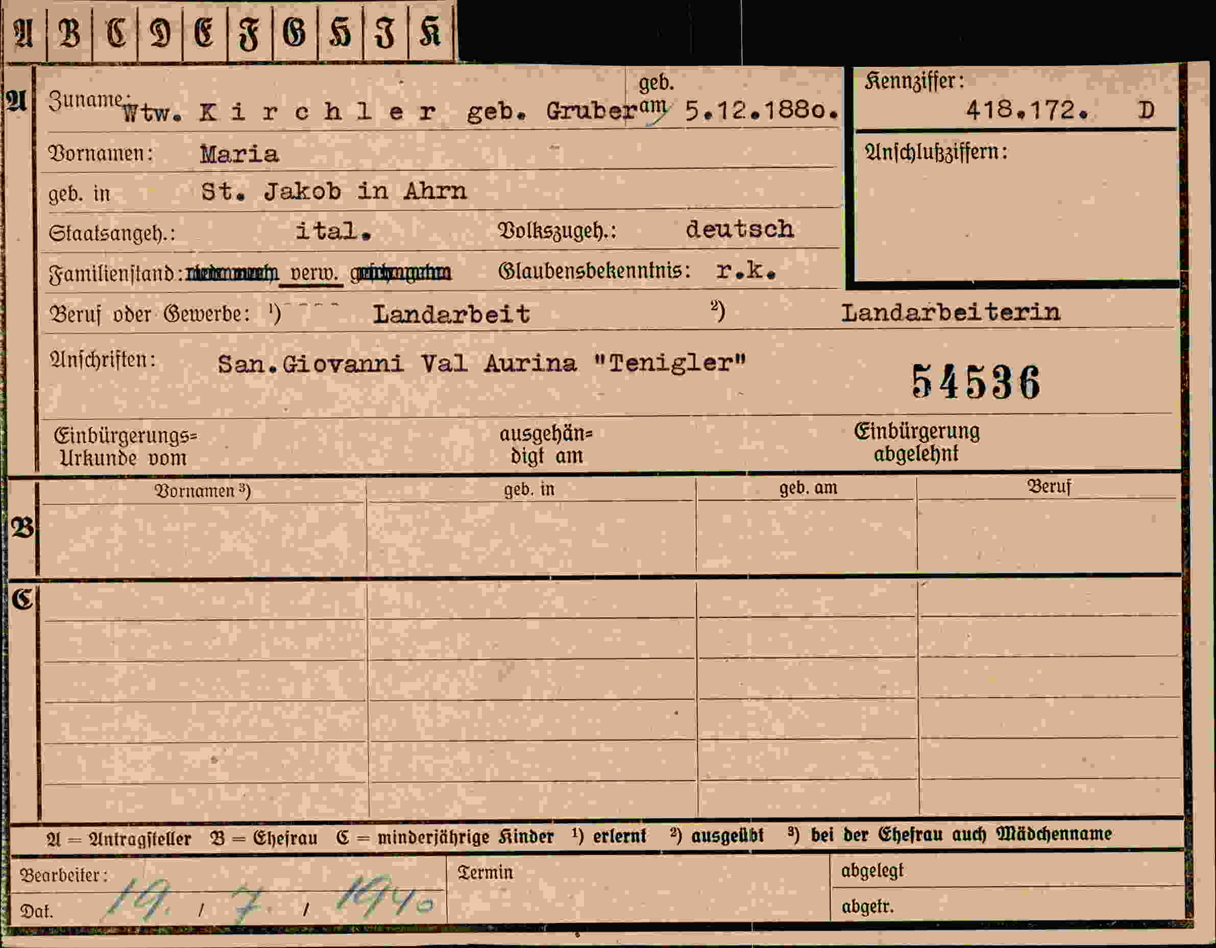 Vorderseite des Dokuments