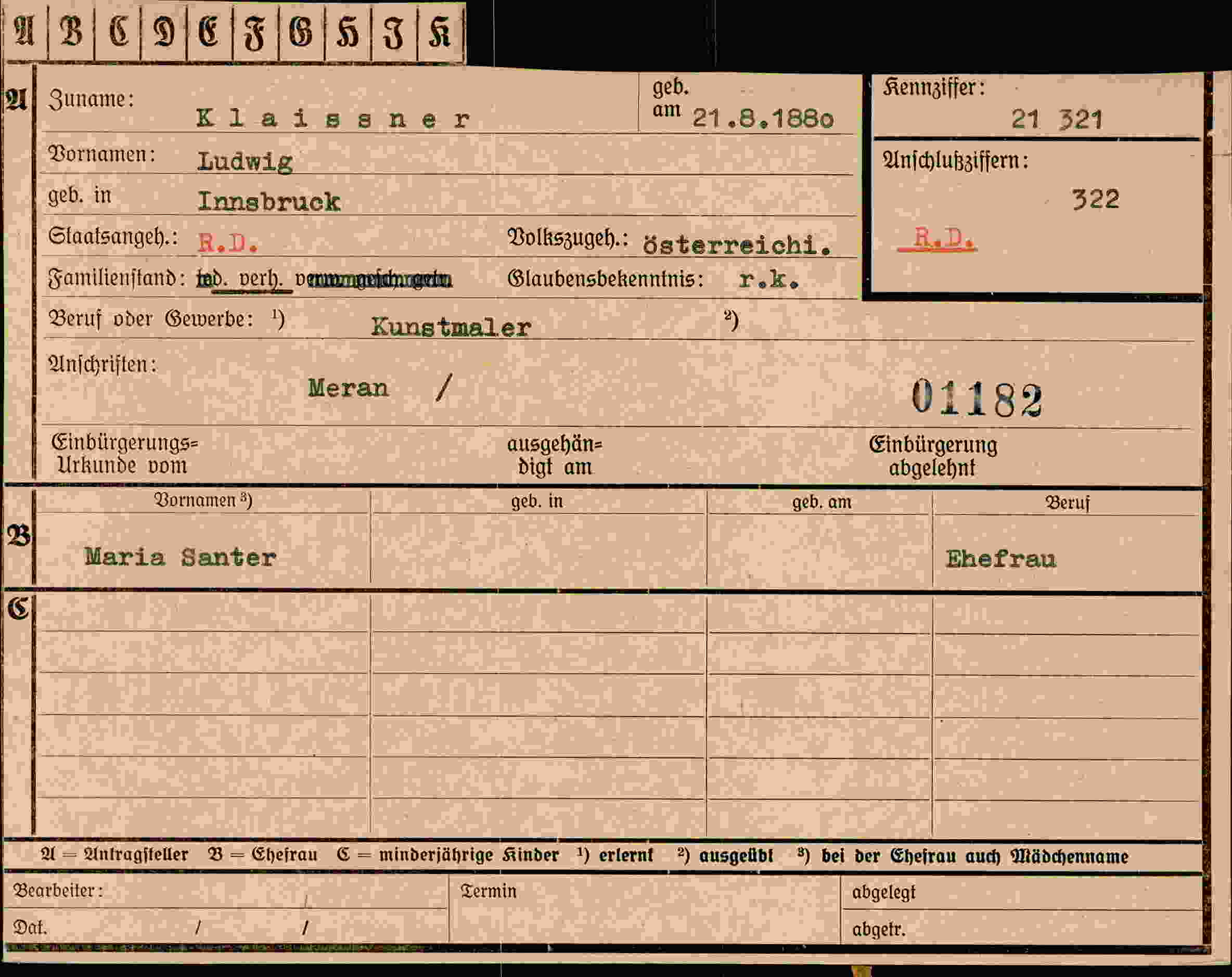 Dokument für Ludwig Klaissner