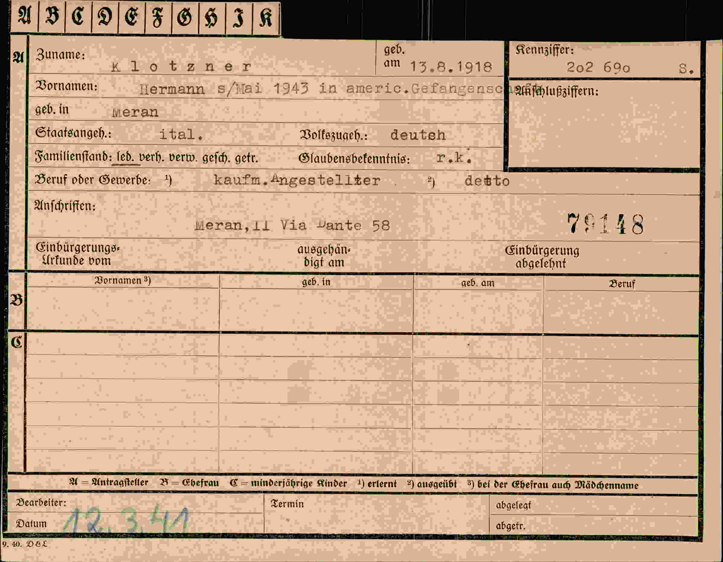Dokument für Hermann Klotzner