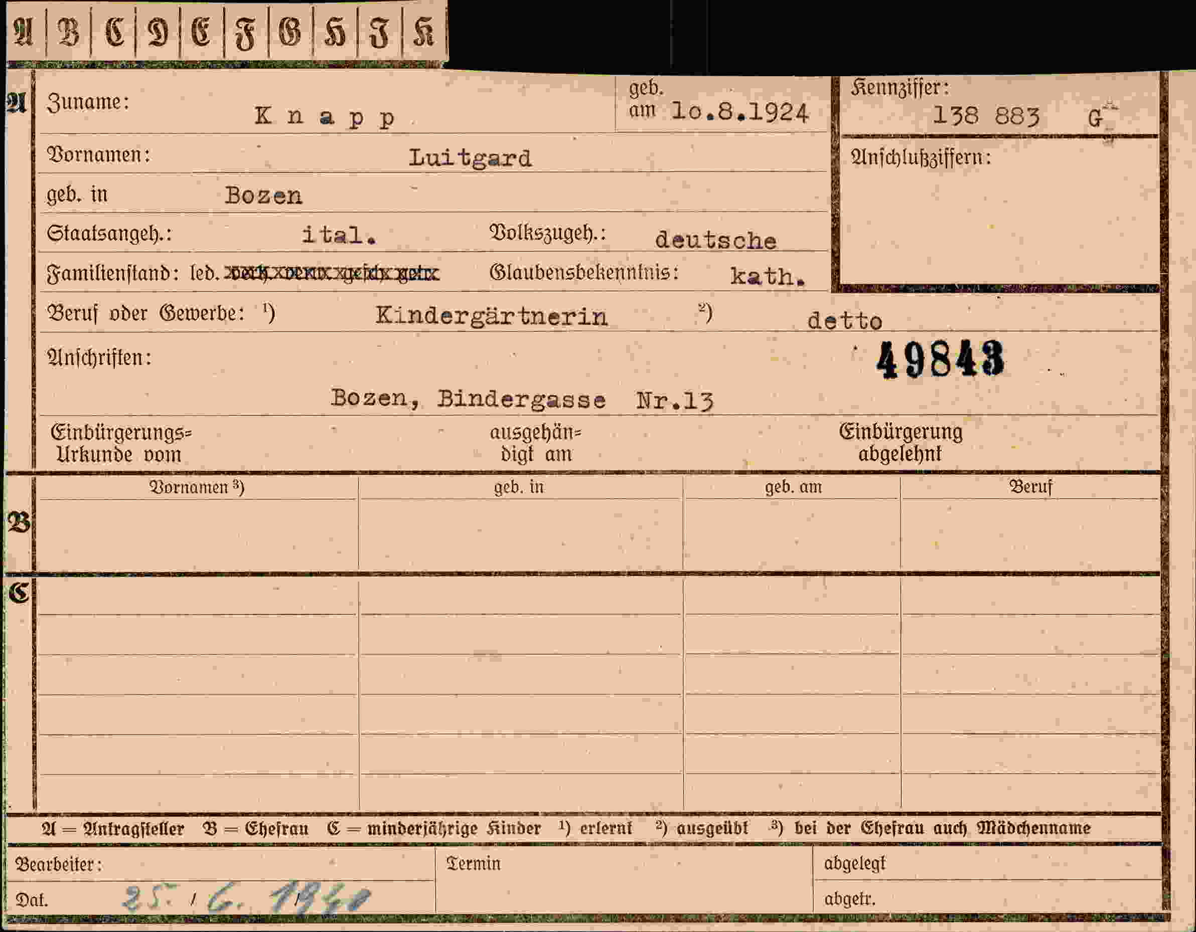 Dokument für Luitgard Knapp
